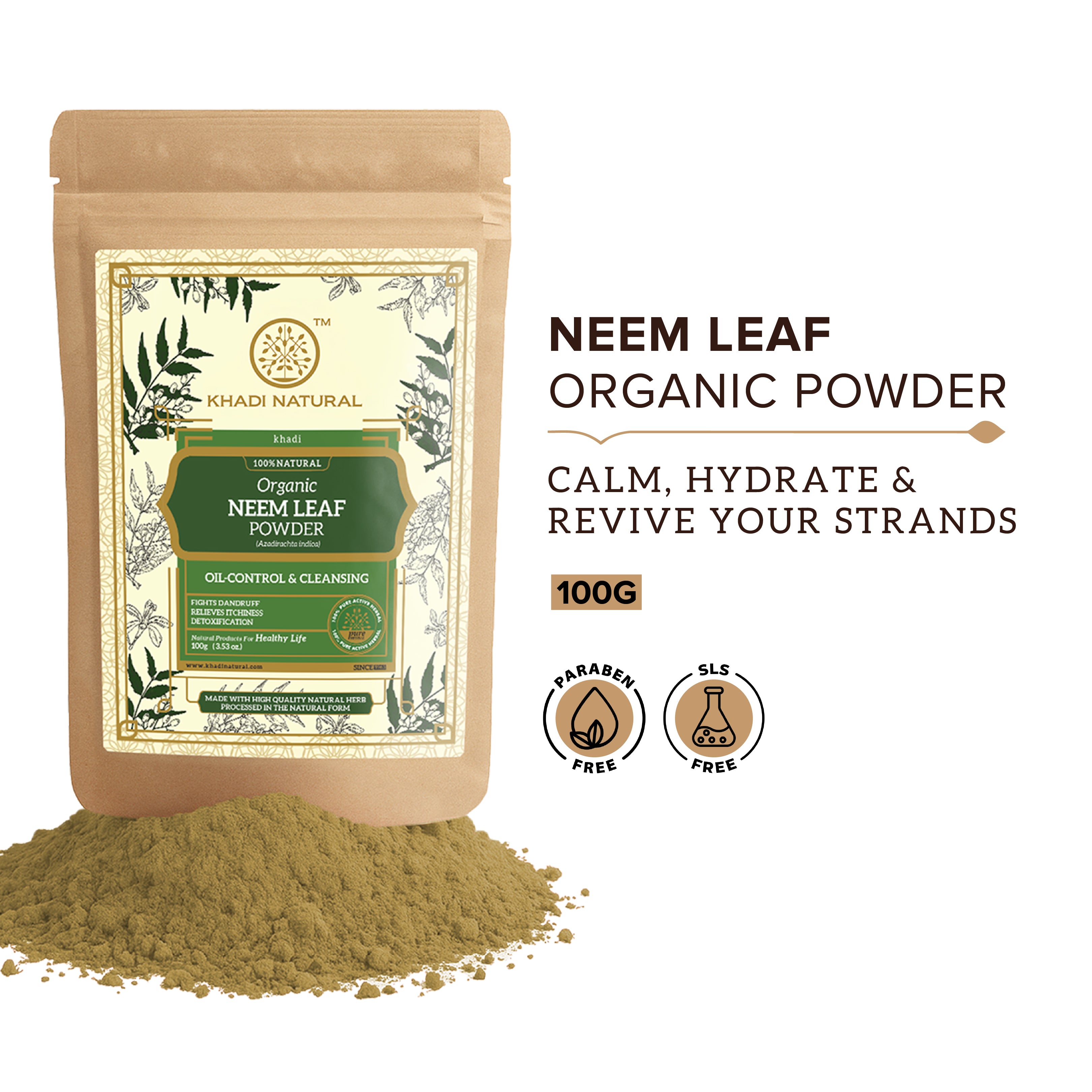 Khadi Natural Organic Neem Leaf Powder For Hair - 100% Natural - 100gm - Image 7 - Buy from Indicrest