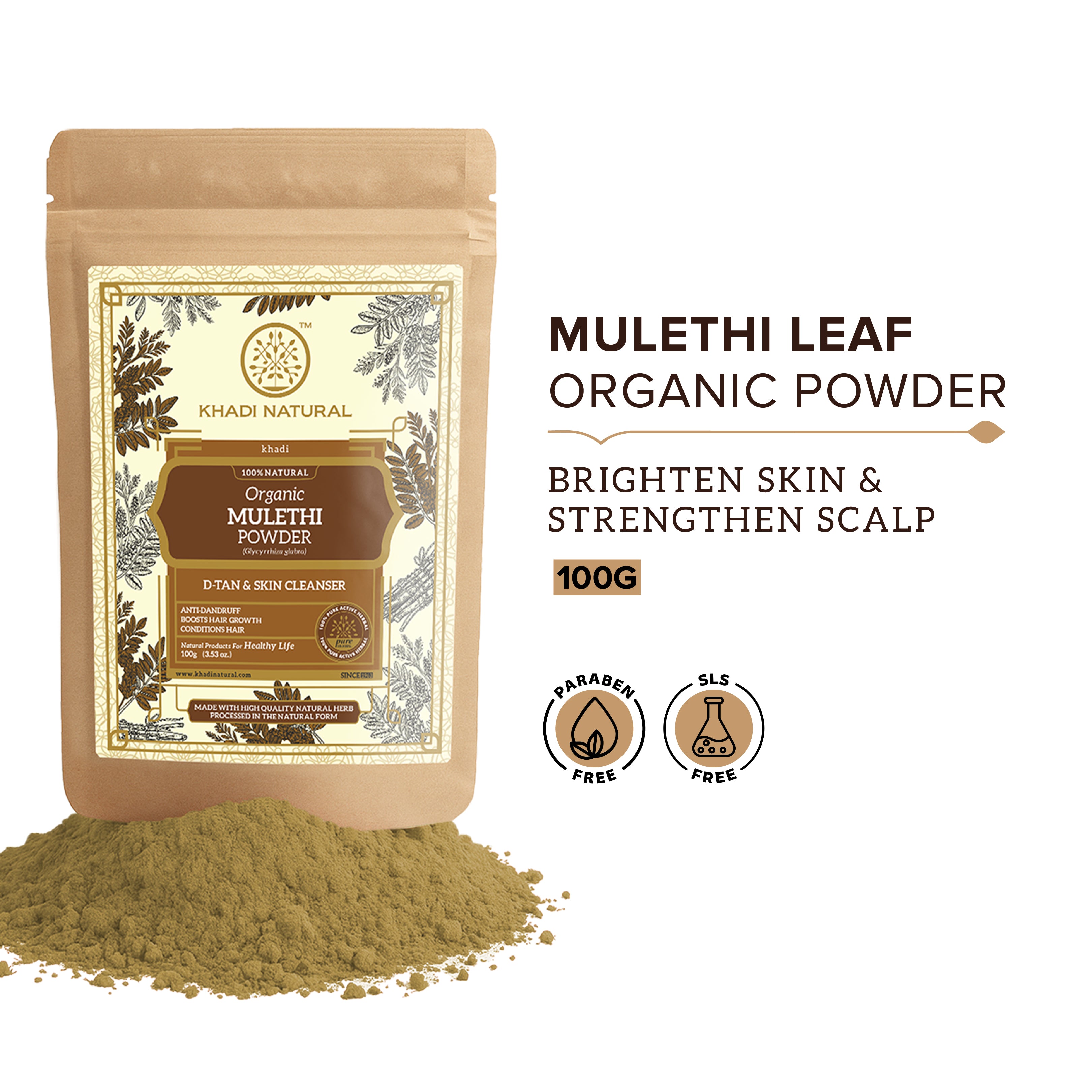 Khadi Natural Organic Mulethi Powder For Hair - 100% Natural - 100gm - Image 8 - Buy from Indicrest