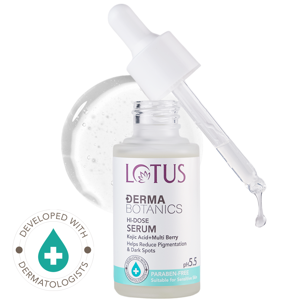 Lotus Herbals DermaBotanics Kojic Facewash+Multi Berry Hi-Dose Serum+Ampoule Creme, Facewash 100g + Serum 28ml + Creme 50g
