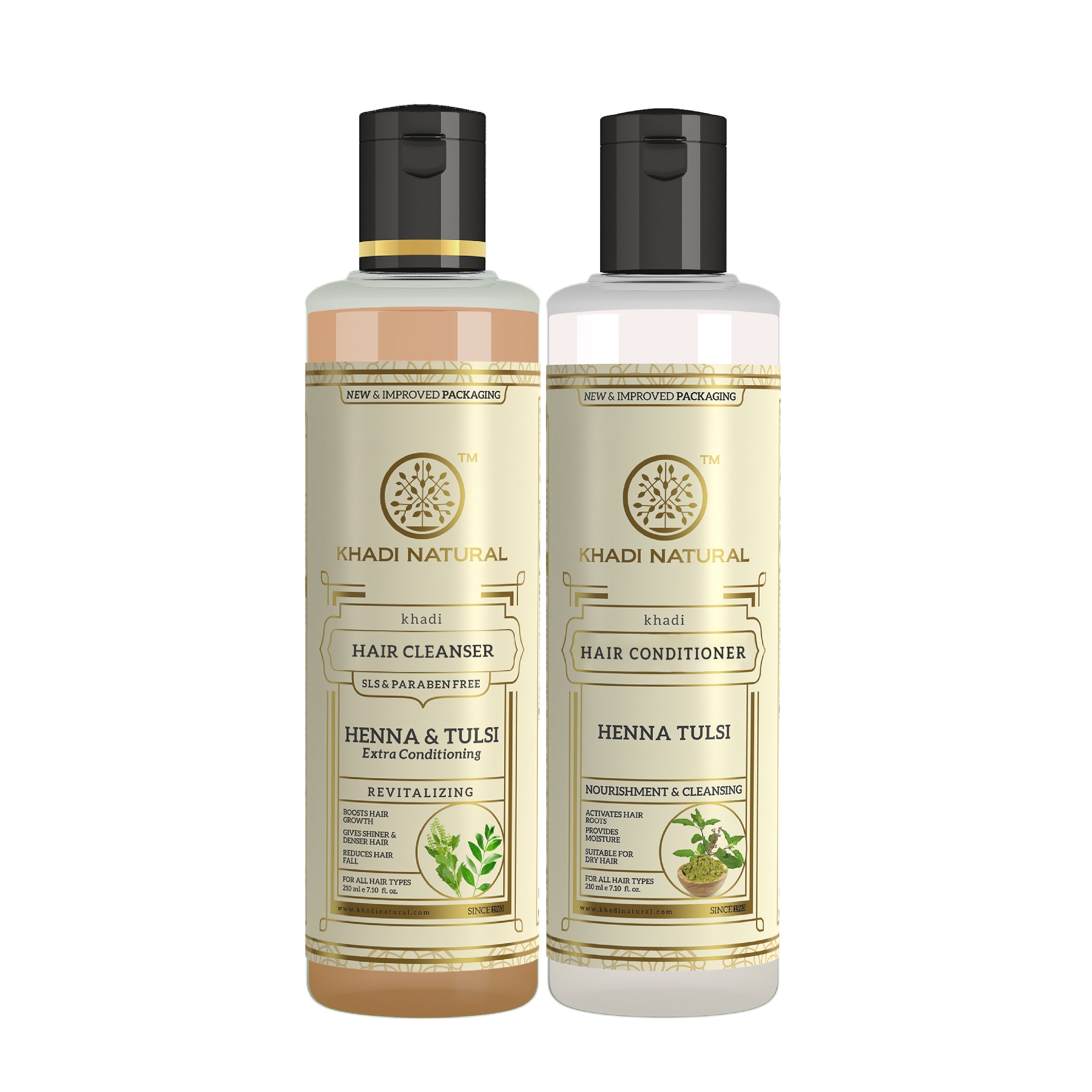 Khadi Natural Henna Tulsi Extra Conditioning Hair Cleanser (SLS & Paraben Free) & Henna Tulsi Hair Conditioner Combo Pack of 2 – 210ml Each - Image 6 - Buy from Indicrest