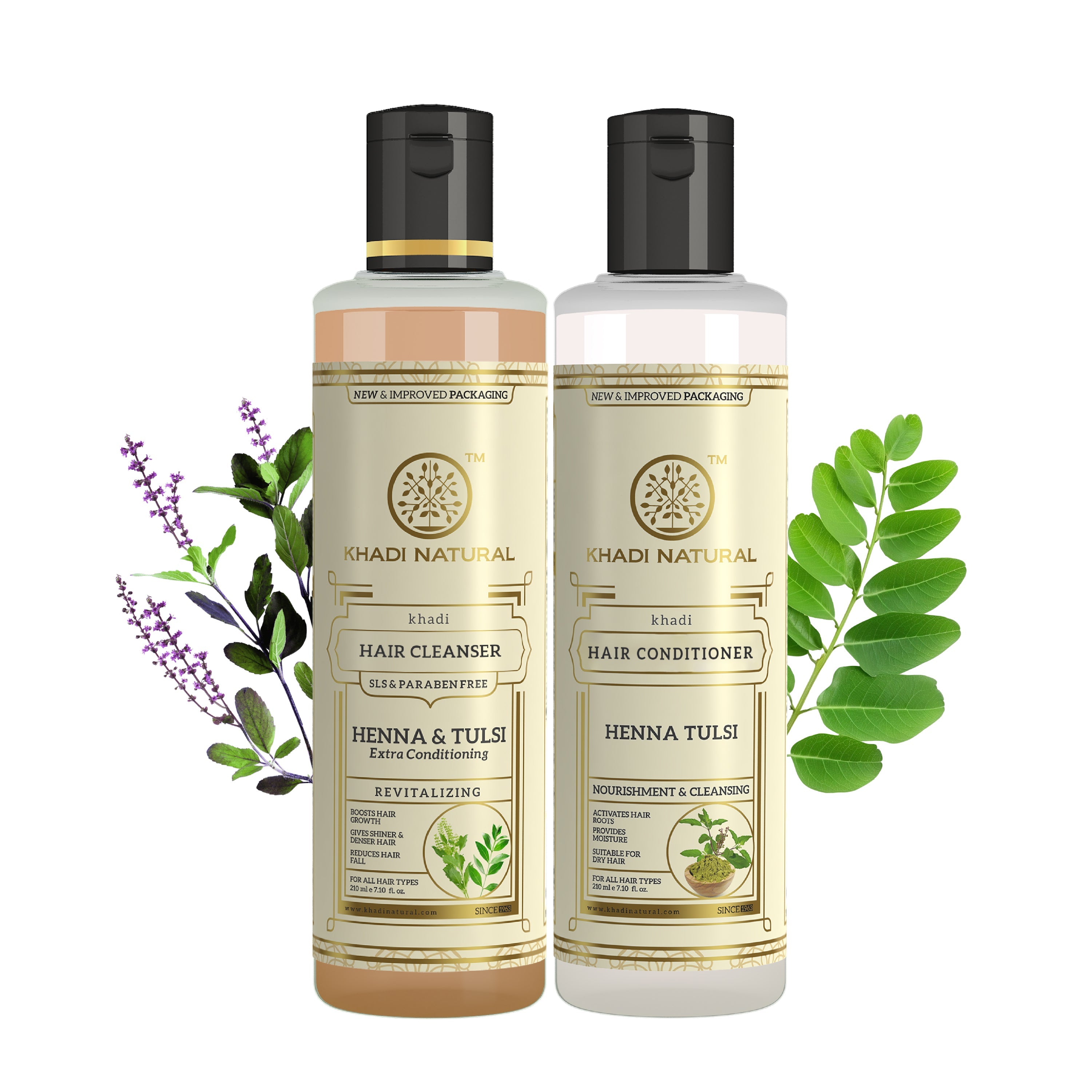 Khadi Natural Henna Tulsi Extra Conditioning Hair Cleanser (SLS & Paraben Free) & Henna Tulsi Hair Conditioner Combo Pack of 2 – 210ml Each - Image 7 - Buy from Indicrest