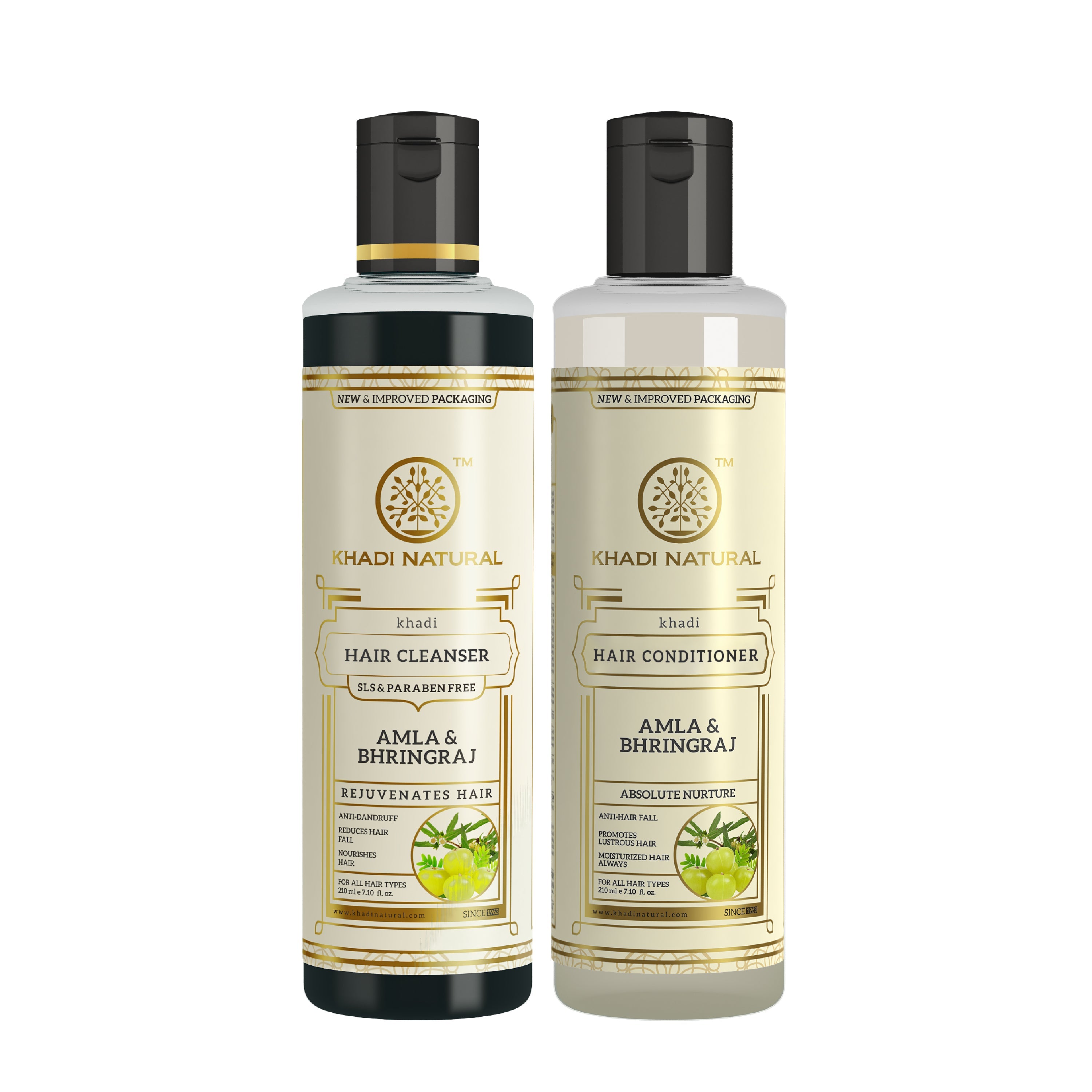 Khadi Natural Amla & Bhringraj Hair Cleanser SLS & Paraben Free Amla & Bhringraj Hair Conditioner Combo Pack of 2 - 210ml Each - Buy from Indicrest