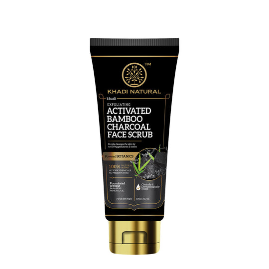 Khadi Natural Activated Bamboo Charcoal Face Scrub - 100gm - Buy from Indicrest