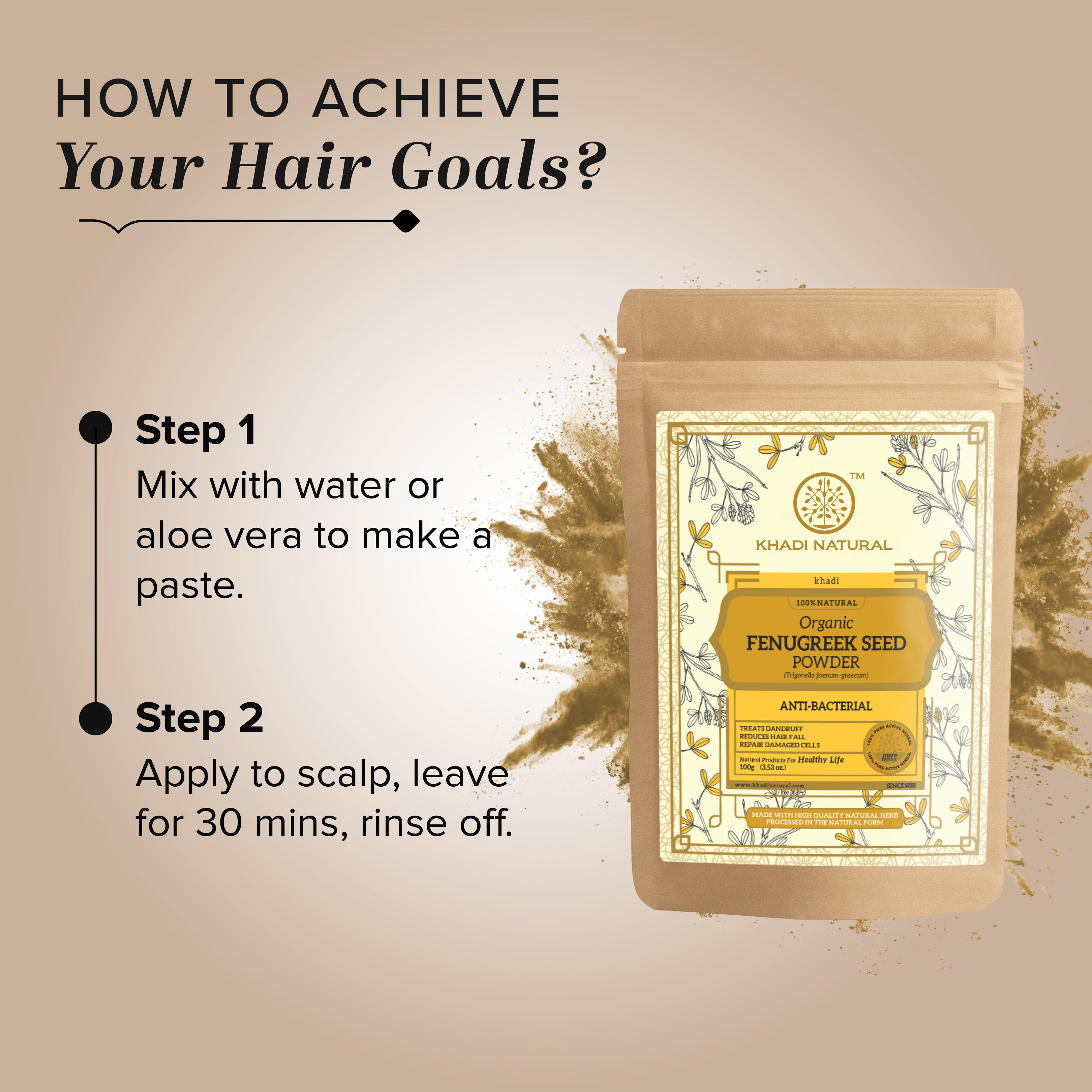 Khadi Natural Organic Fenugreek Seed Powder For Hair Care 100% Natural - 100gm - Image 4 - Buy from Indicrest