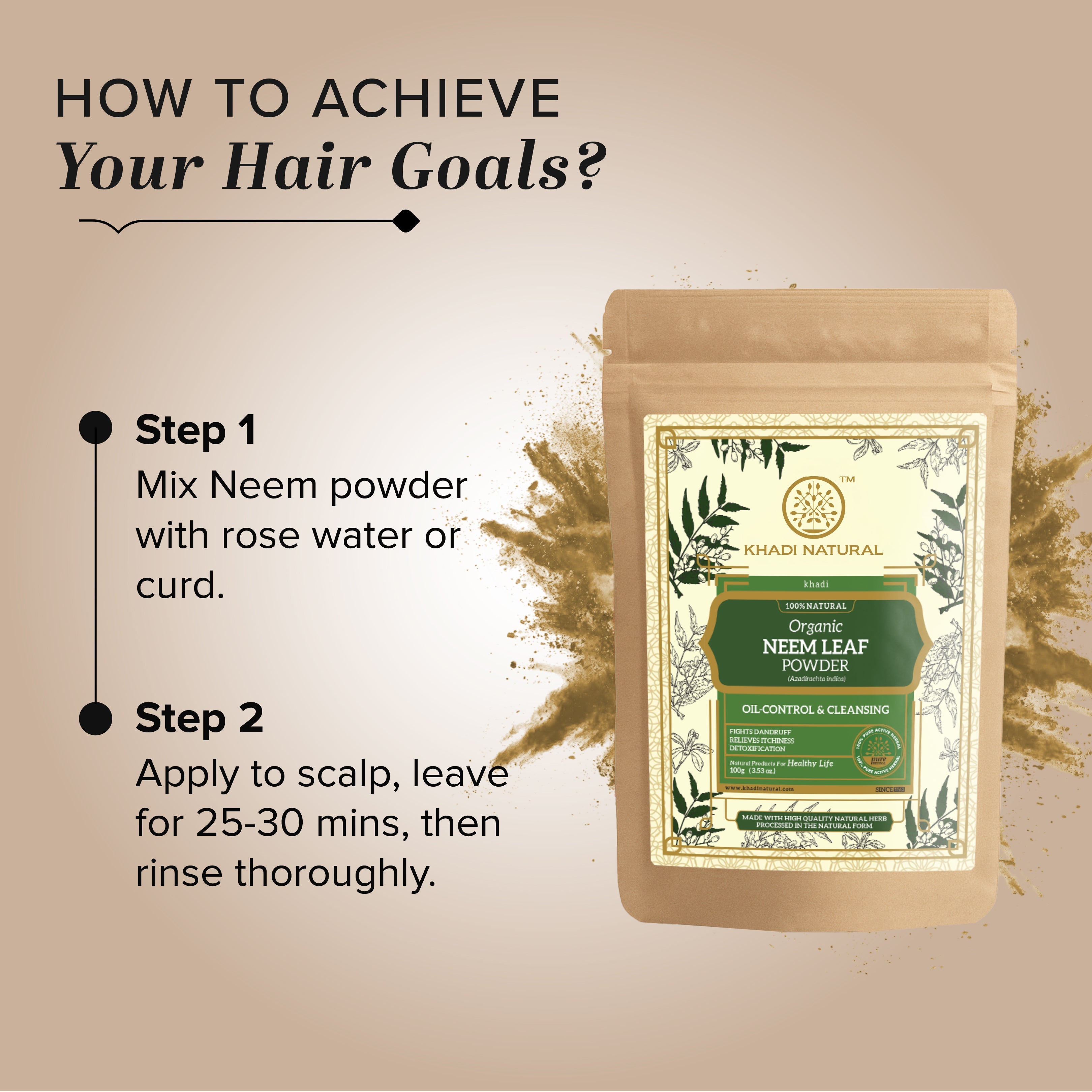 Khadi Natural Organic Neem Leaf Powder For Hair - 100% Natural - 100gm - Image 4 - Buy from Indicrest