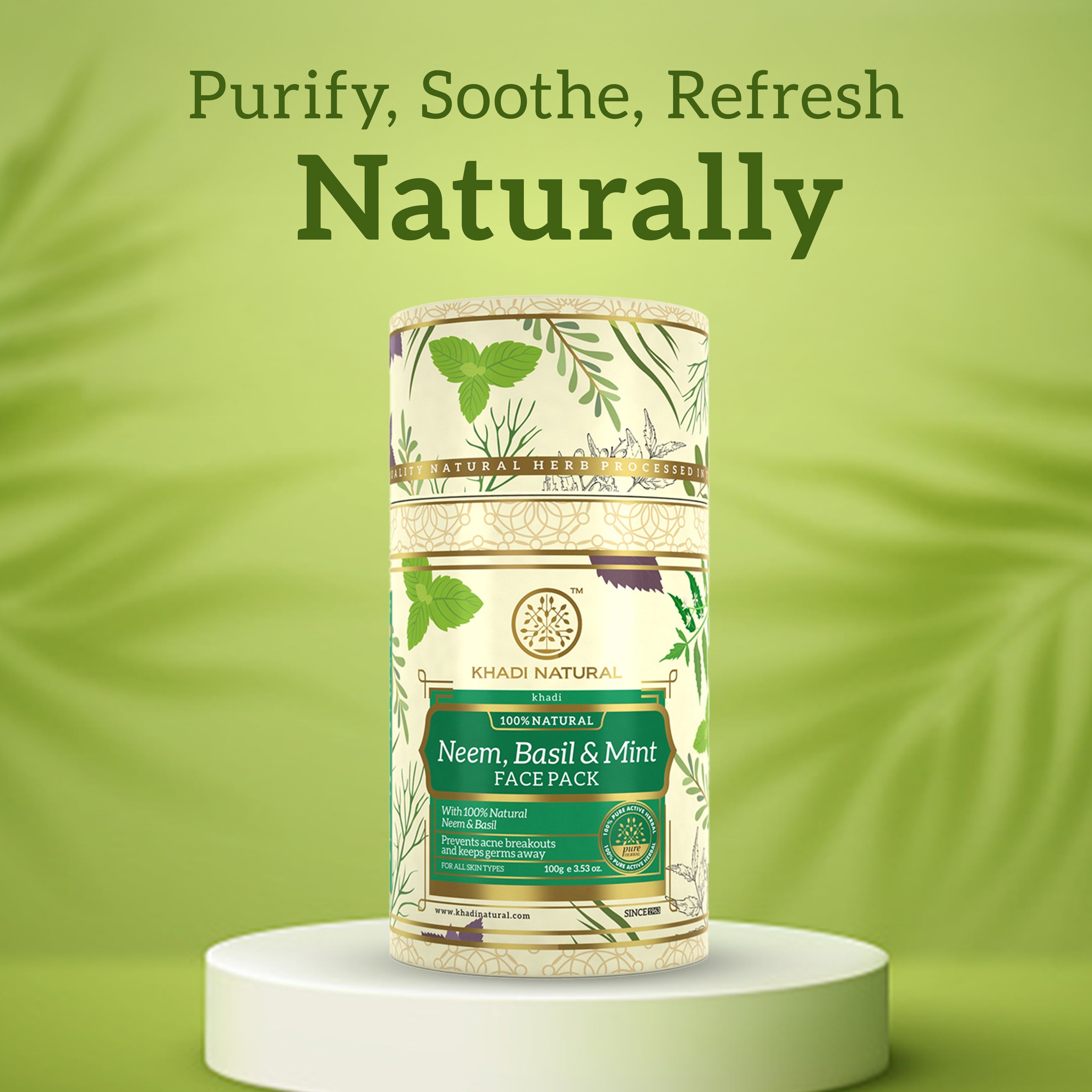 Khadi Natural Neem, Basil & Mint Face Pack - 100gm - Image 7 - Buy from Indicrest