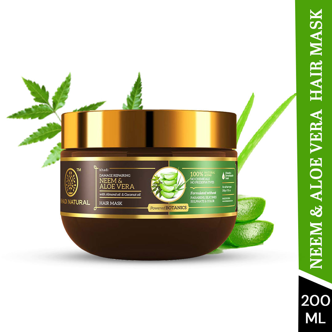 Khadi Natural Neem & Aloe Vera Hair Mask - SLS, Paraben & Color Free - 200gm - Image 4 - Buy from Indicrest