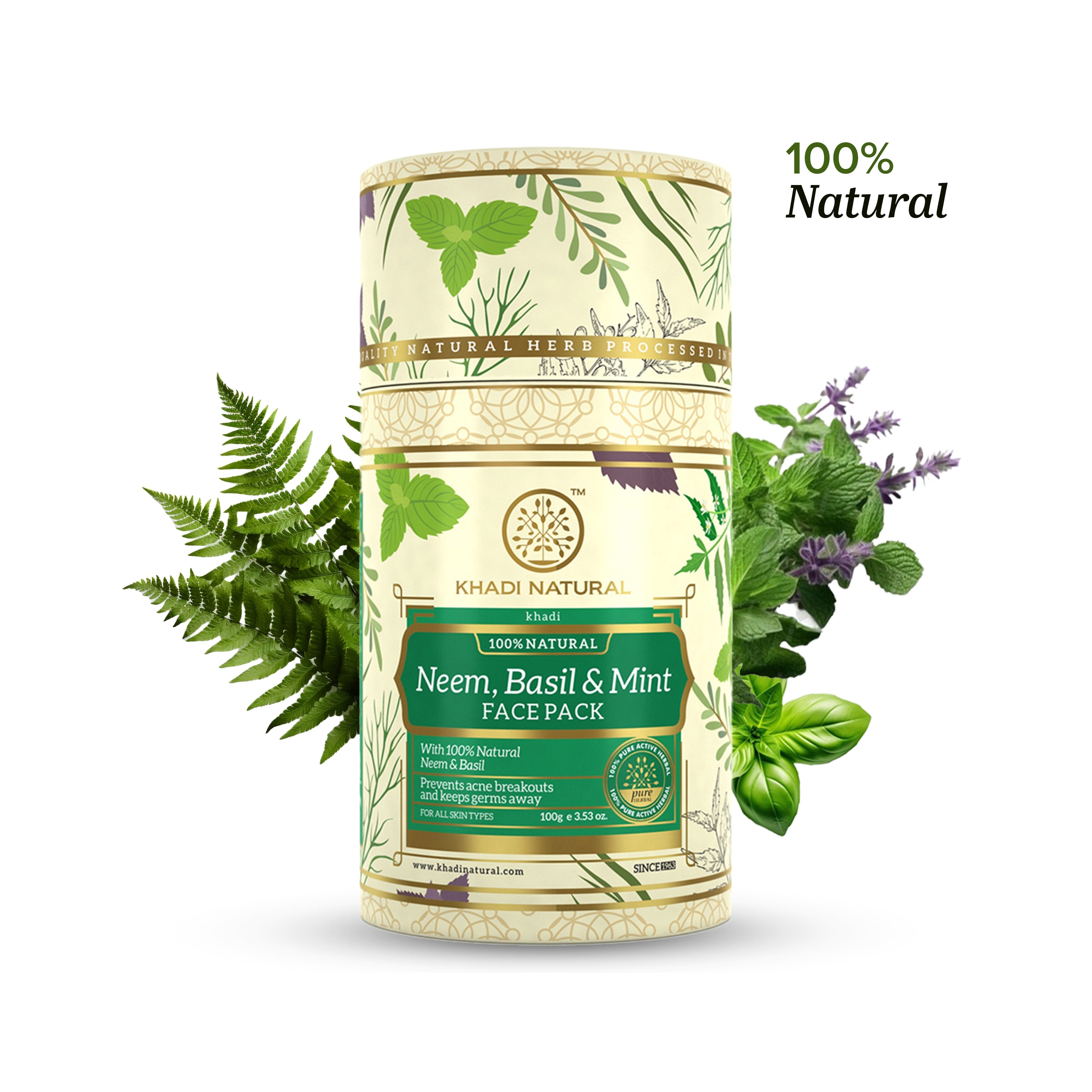 Khadi Natural Neem, Basil & Mint Face Pack - 100gm - Image 6 - Buy from Indicrest