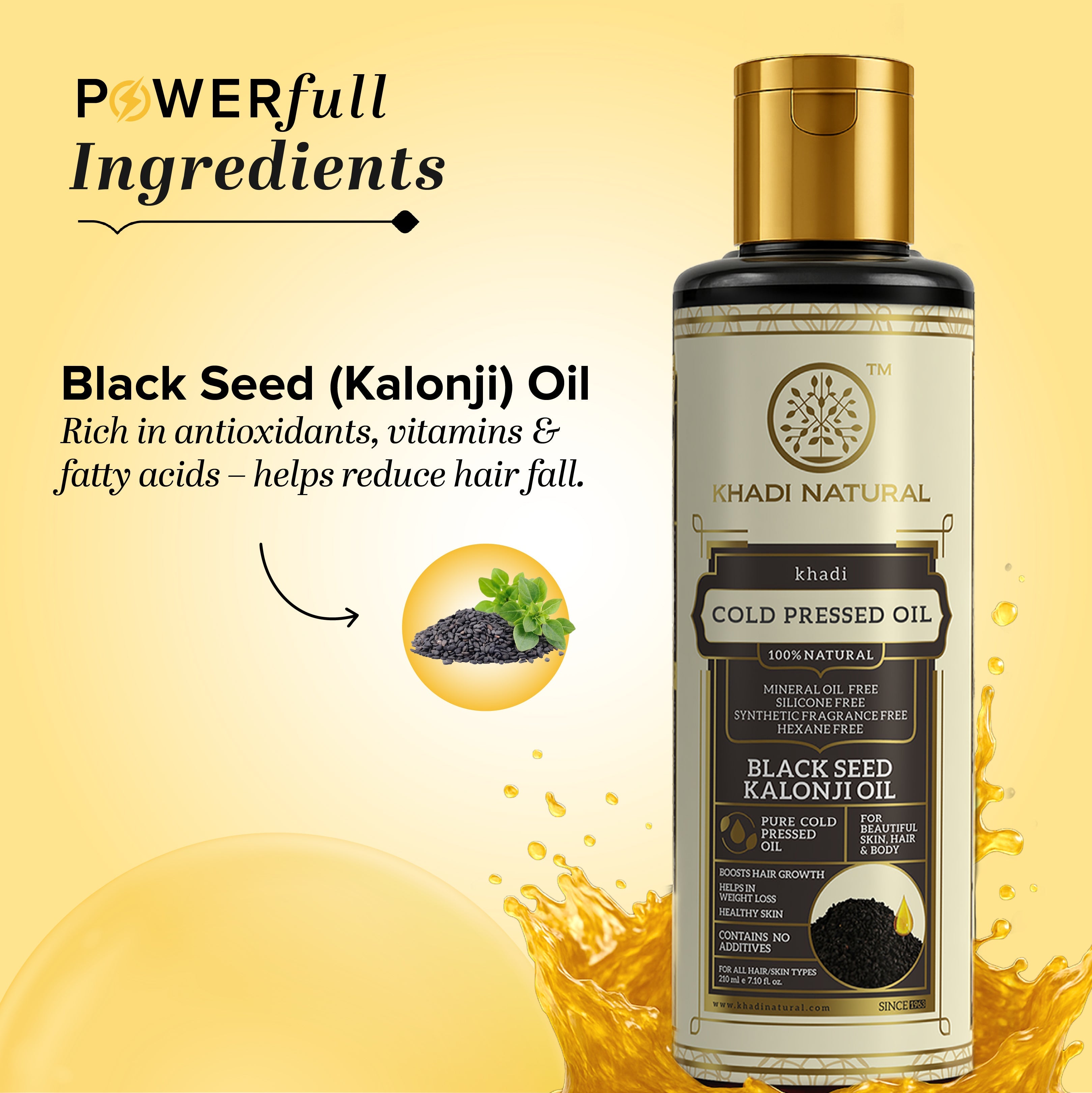 Khadi Natural Pure Black Seed Kalonji Cold Pressed Oil - 100% Natural - 100ml Sale - Image 7 - Buy from Indicrest