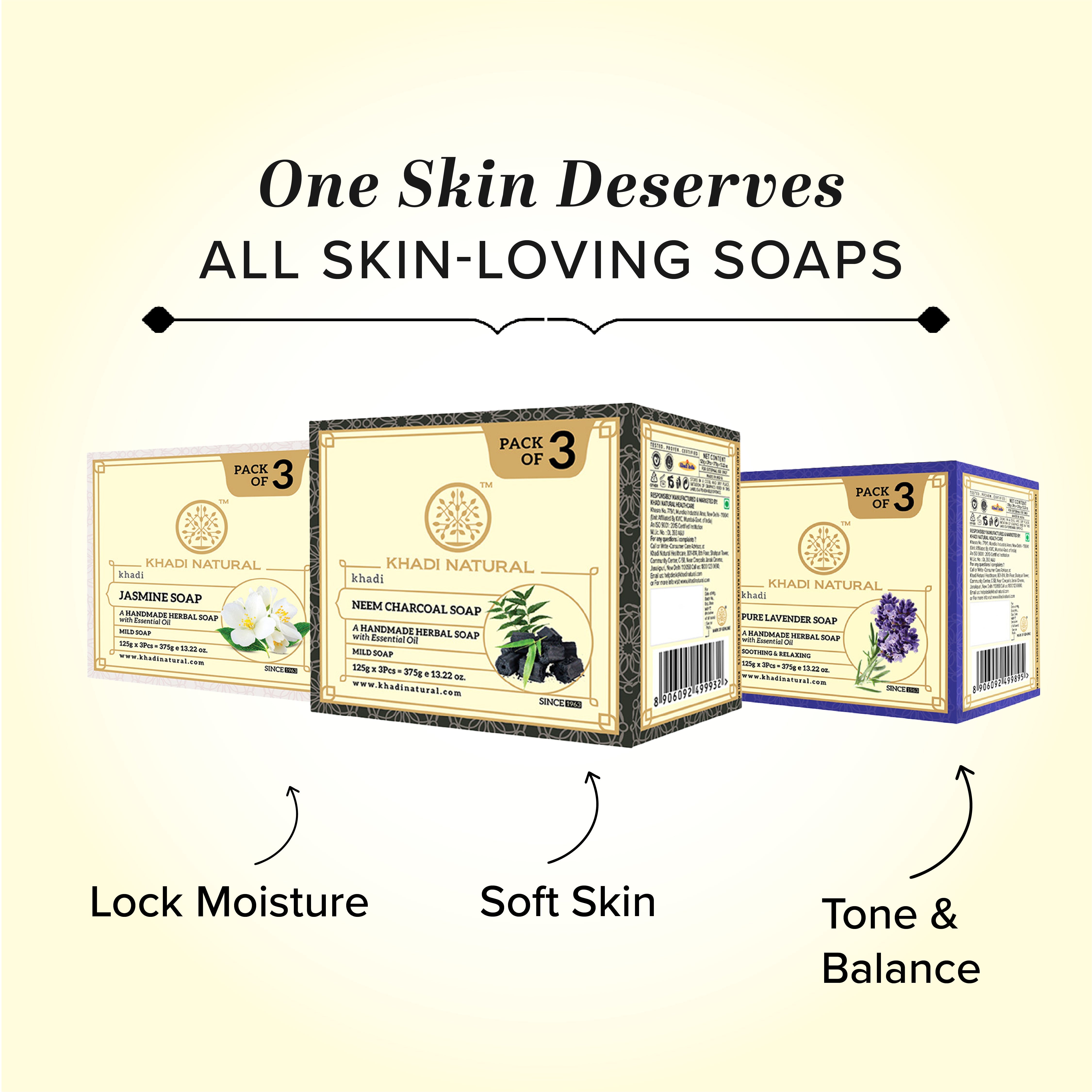 Khadi Natural Herbal Neem Charcoal Soap Combo Pack Of 3 – 125gm Each - Image 4 - Buy from Indicrest