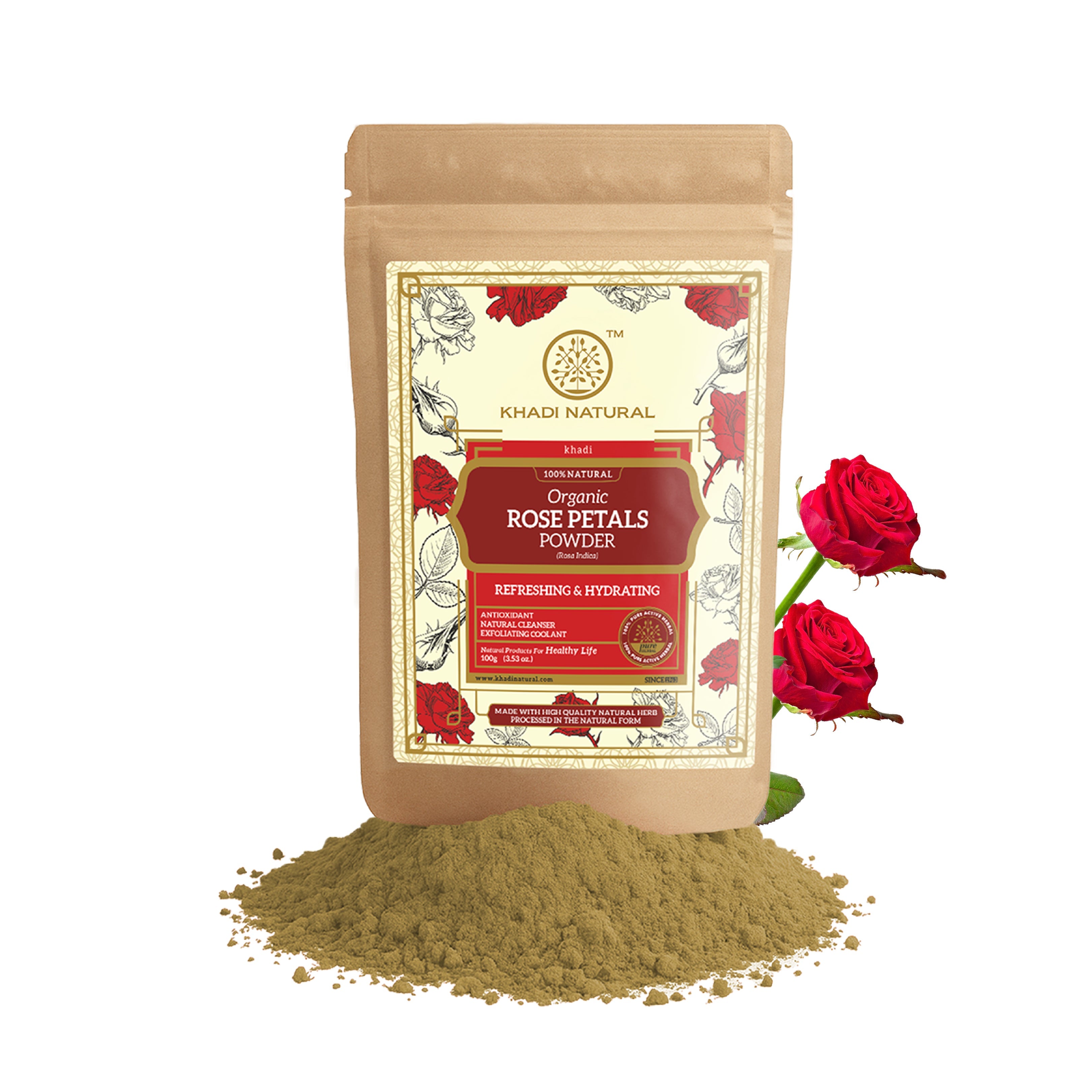 Khadi Natural Organic Rose Petals Powder For Face Care - 100% Natural - 100gm - Image 6 - Buy from Indicrest