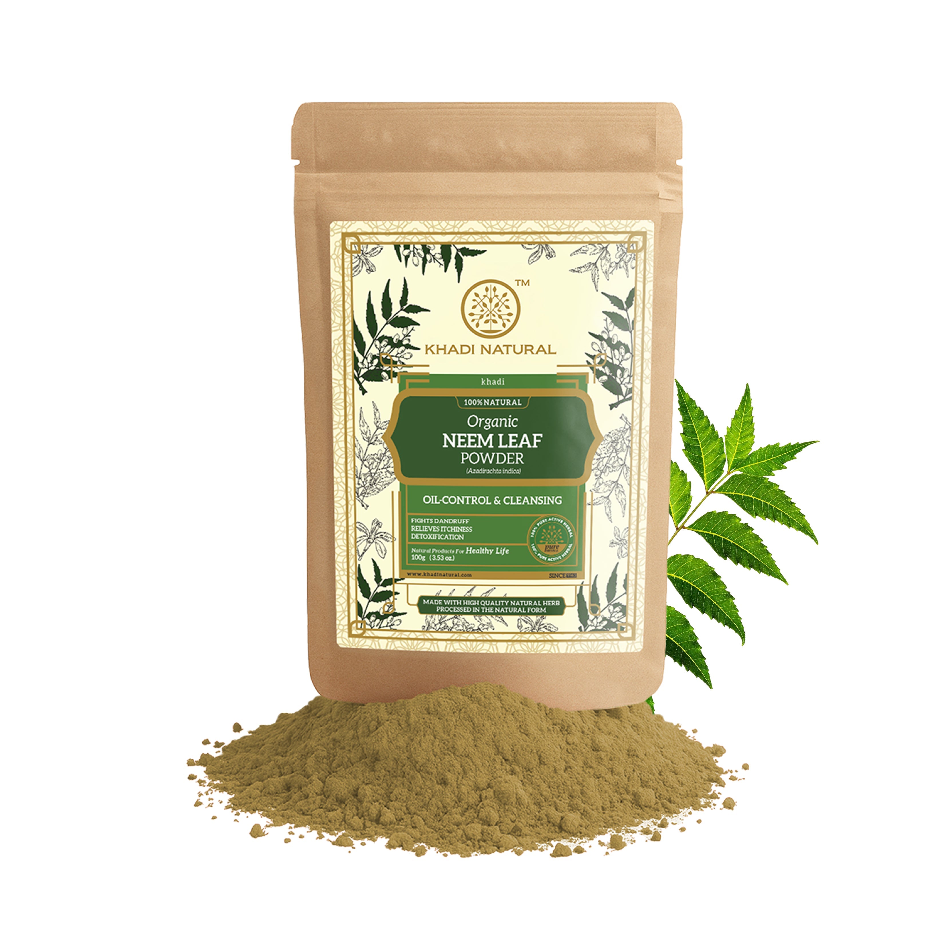 Khadi Natural Organic Neem Leaf Powder For Hair - 100% Natural - 100gm - Image 5 - Buy from Indicrest
