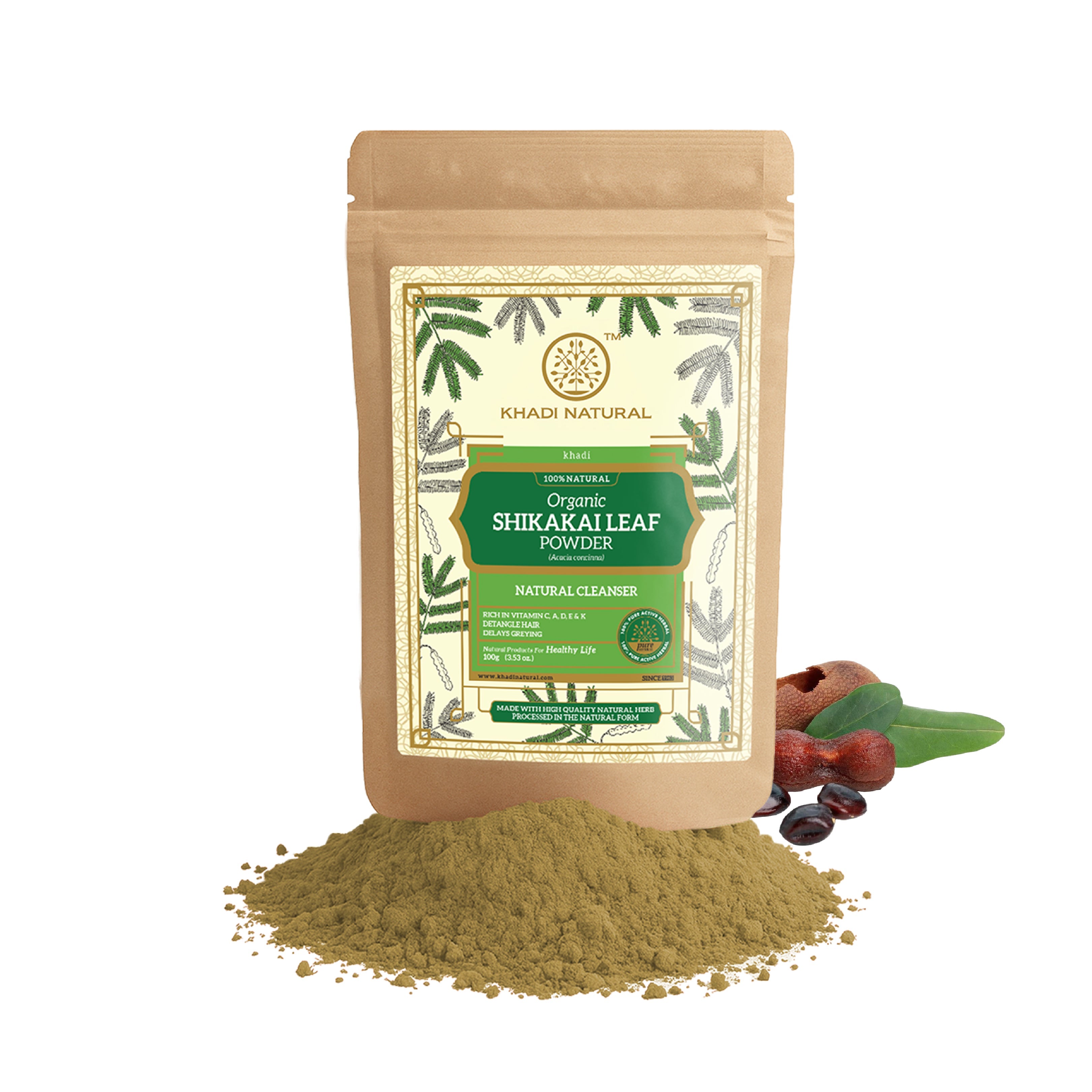 Khadi Natural Organic Shikakai Leaf Powder For Hair - 100% Natural - 100gm - Image 7 - Buy from Indicrest