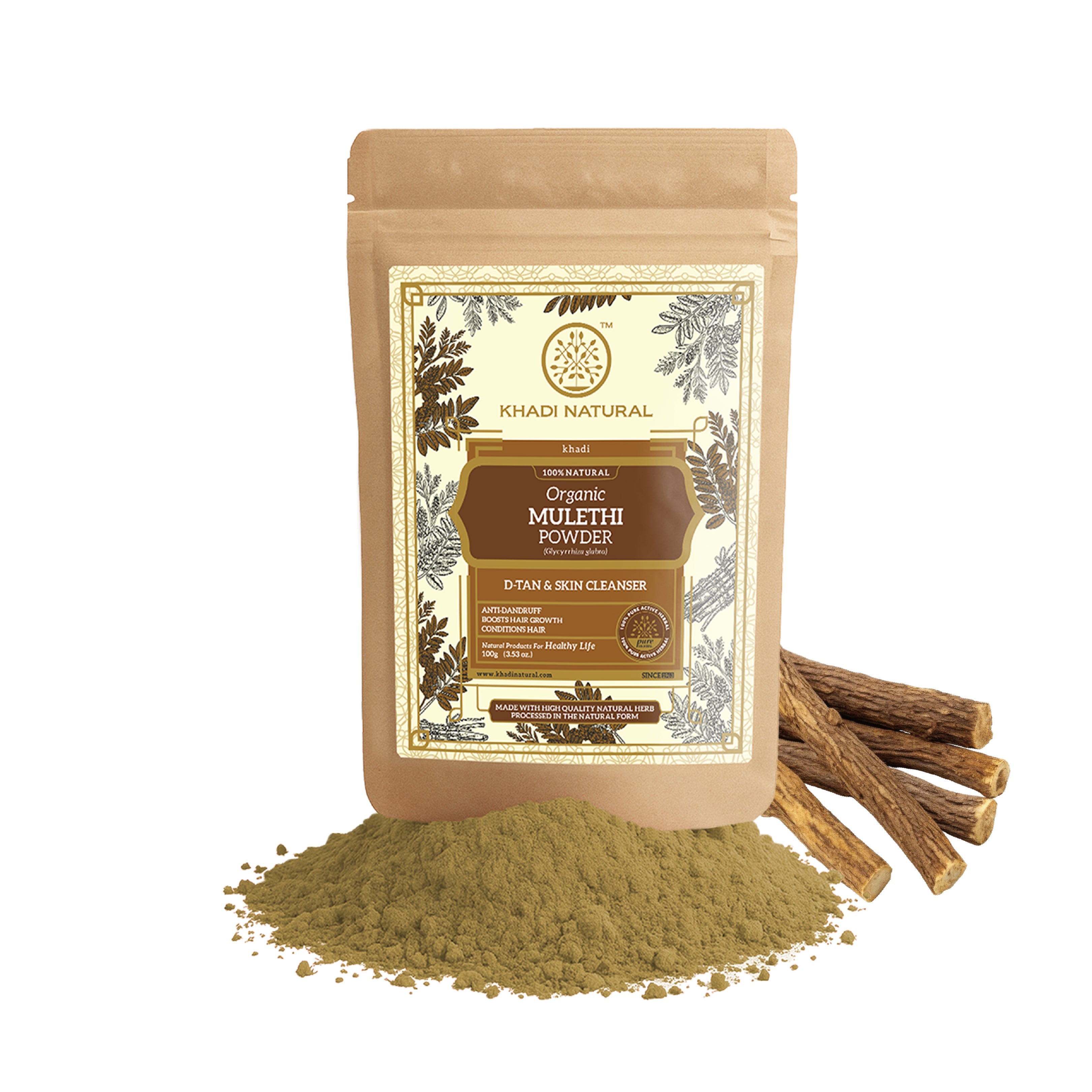 Khadi Natural Organic Mulethi Powder For Hair - 100% Natural - 100gm - Image 7 - Buy from Indicrest
