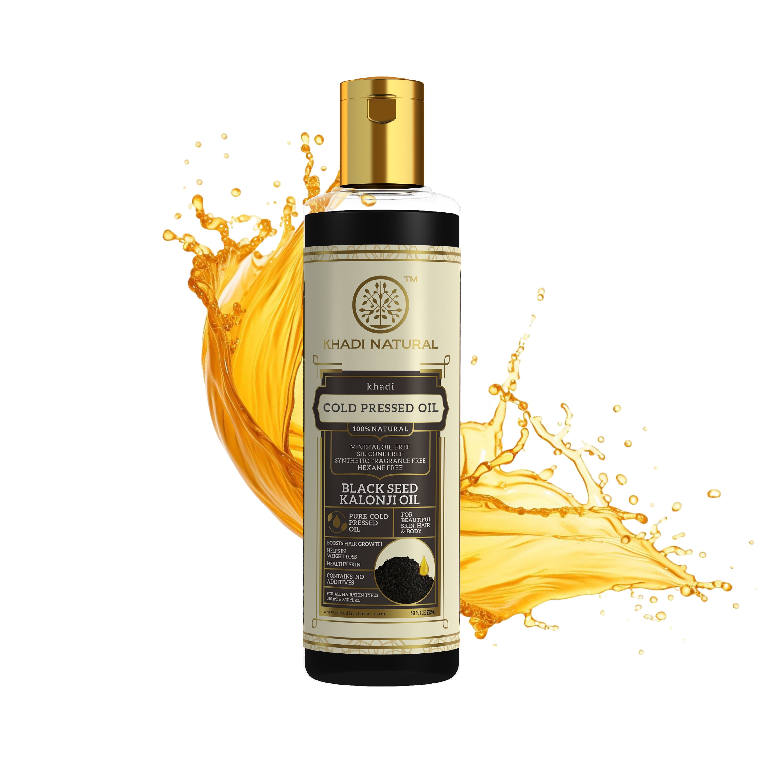 Khadi Natural Pure Black Seed Kalonji Cold Pressed Oil - 100% Natural - 100ml Sale - Image 2 - Buy from Indicrest