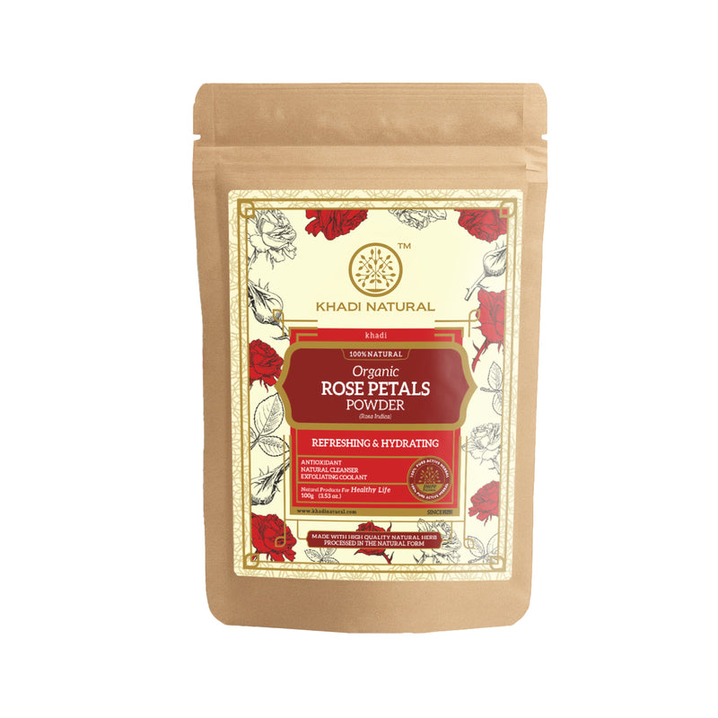 Khadi Natural Organic Rose Petals Powder For Face Care - 100% Natural - 100gm - Buy from Indicrest