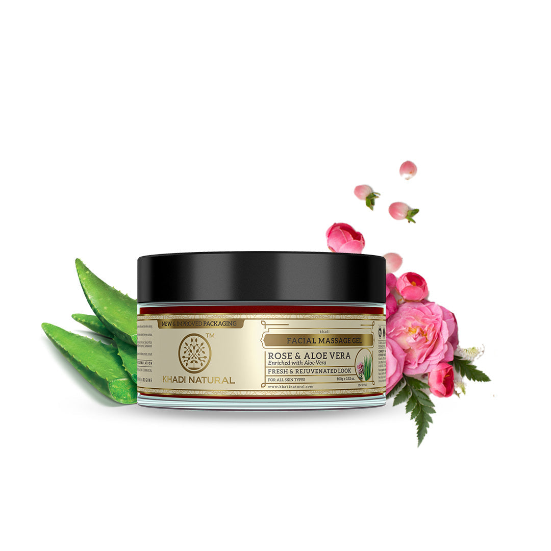 Khadi Natural Rose & Aloevera Facial Massage Gel - 100gm - Image 6 - Buy from Indicrest