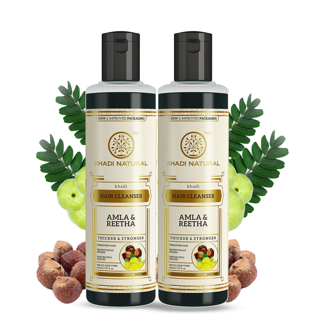 Khadi Natural Amla & Reetha Hair Cleanser Combo - Pack of 2 - 210ml Each - Buy from Indicrest