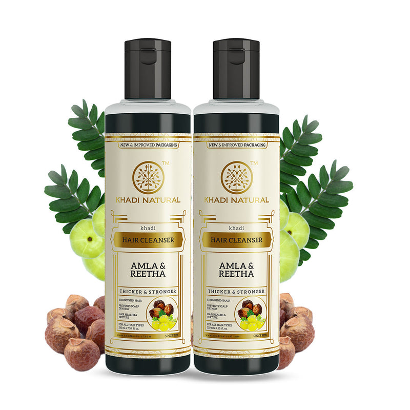 Khadi Natural Amla & Reetha Hair Cleanser Combo - Pack of 2 - 210ml Each - Buy from Indicrest