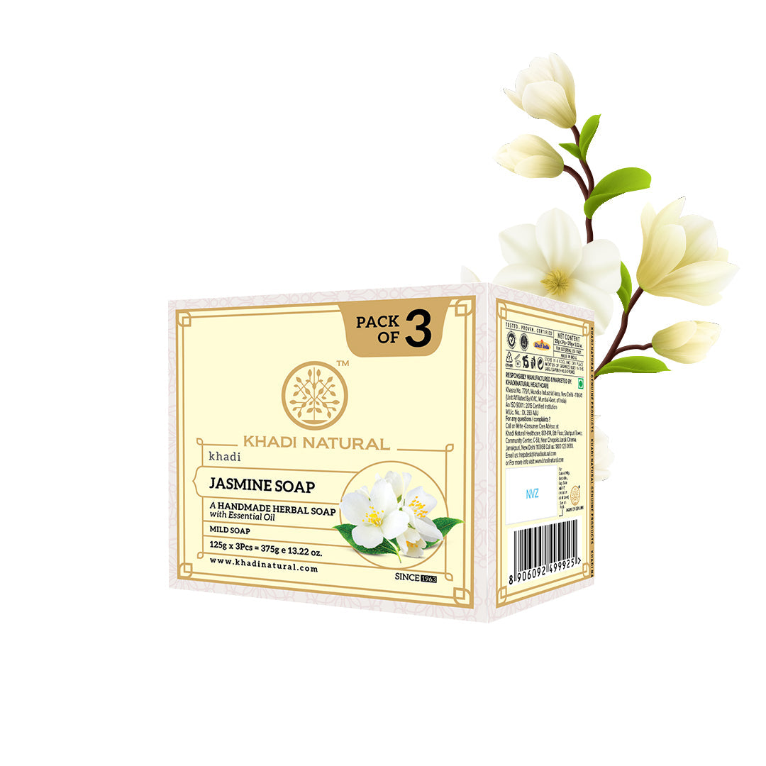 Khadi Natural Herbal Jasmine Soap Combo Pack Of 3 – 125gm Each - Image 6 - Buy from Indicrest