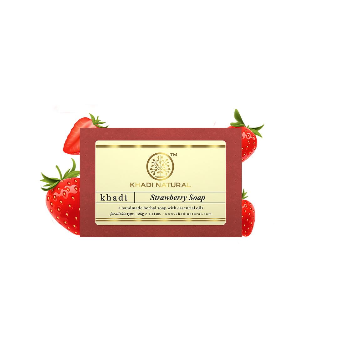 Khadi Natural Strawberry Soap - 125gm - Image 6 - Buy from Indicrest