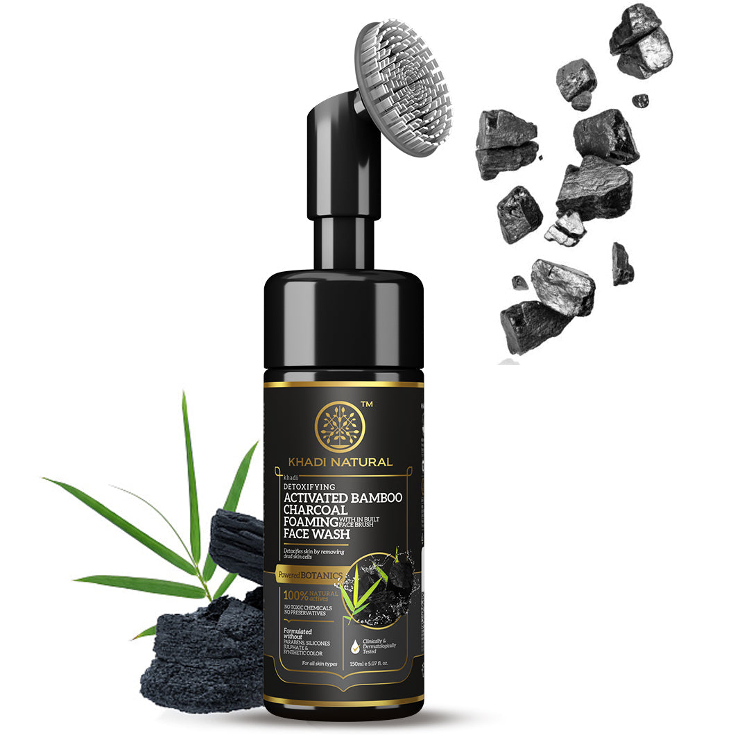 Khadi Natural Activated Bamboo Charcoal Foaming Face Wash with In- Built Face Brush - 150ml - Image 6 - Buy from Indicrest