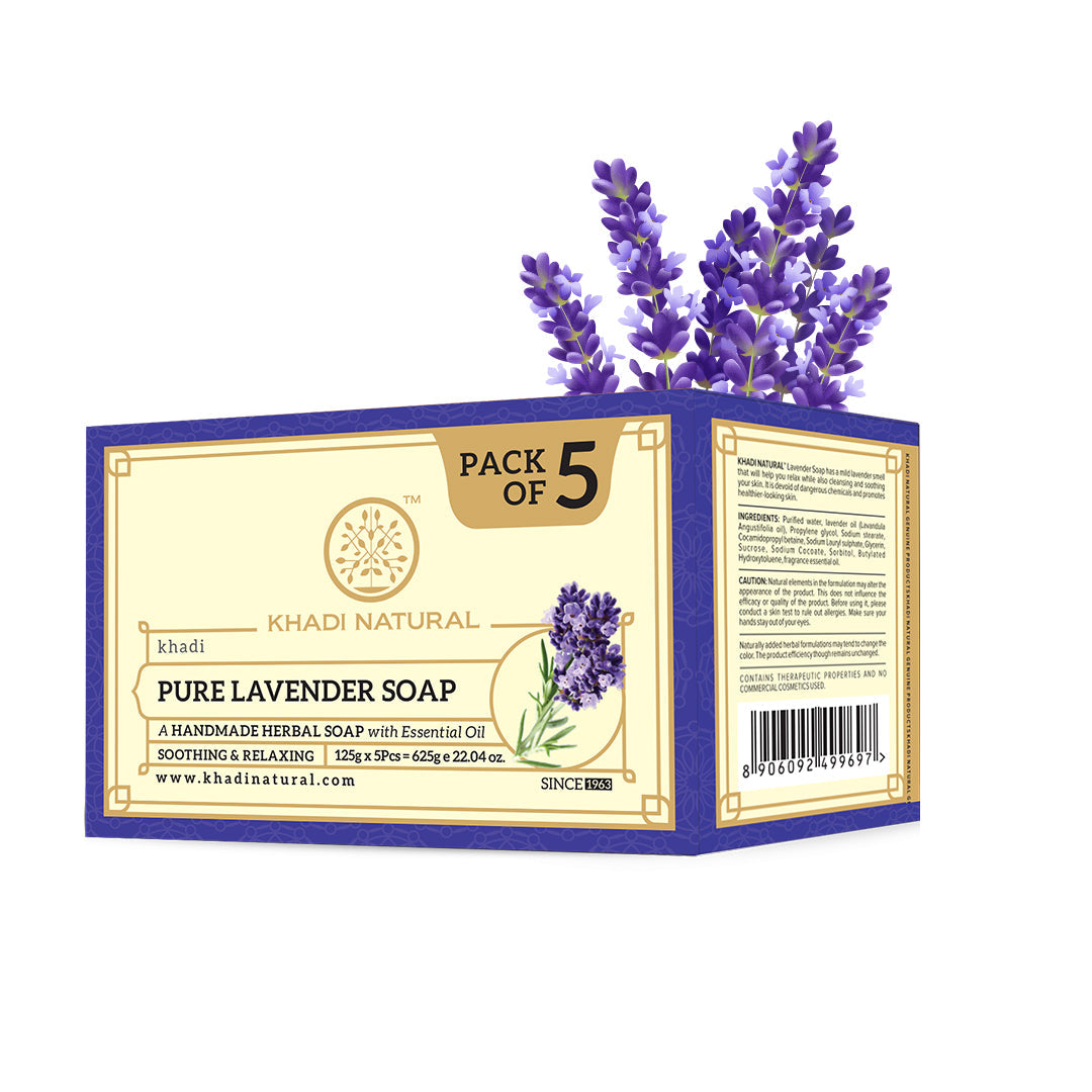 Khadi Natural Herbal Pure Lavender Soap Combo Pack Of 5 – 125gm Each - Image 5 - Buy from Indicrest