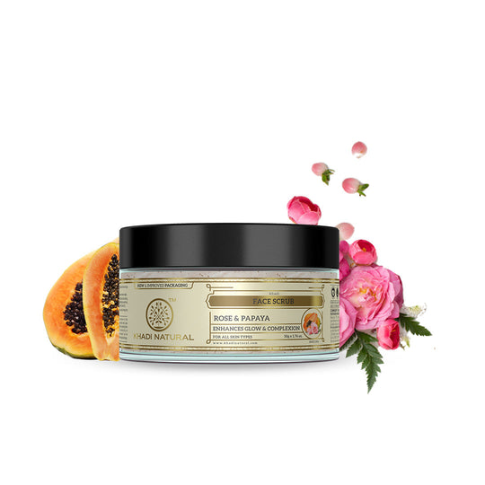 Khadi Natural Rose & Papaya Face Scrub - 50gm - Buy from Indicrest