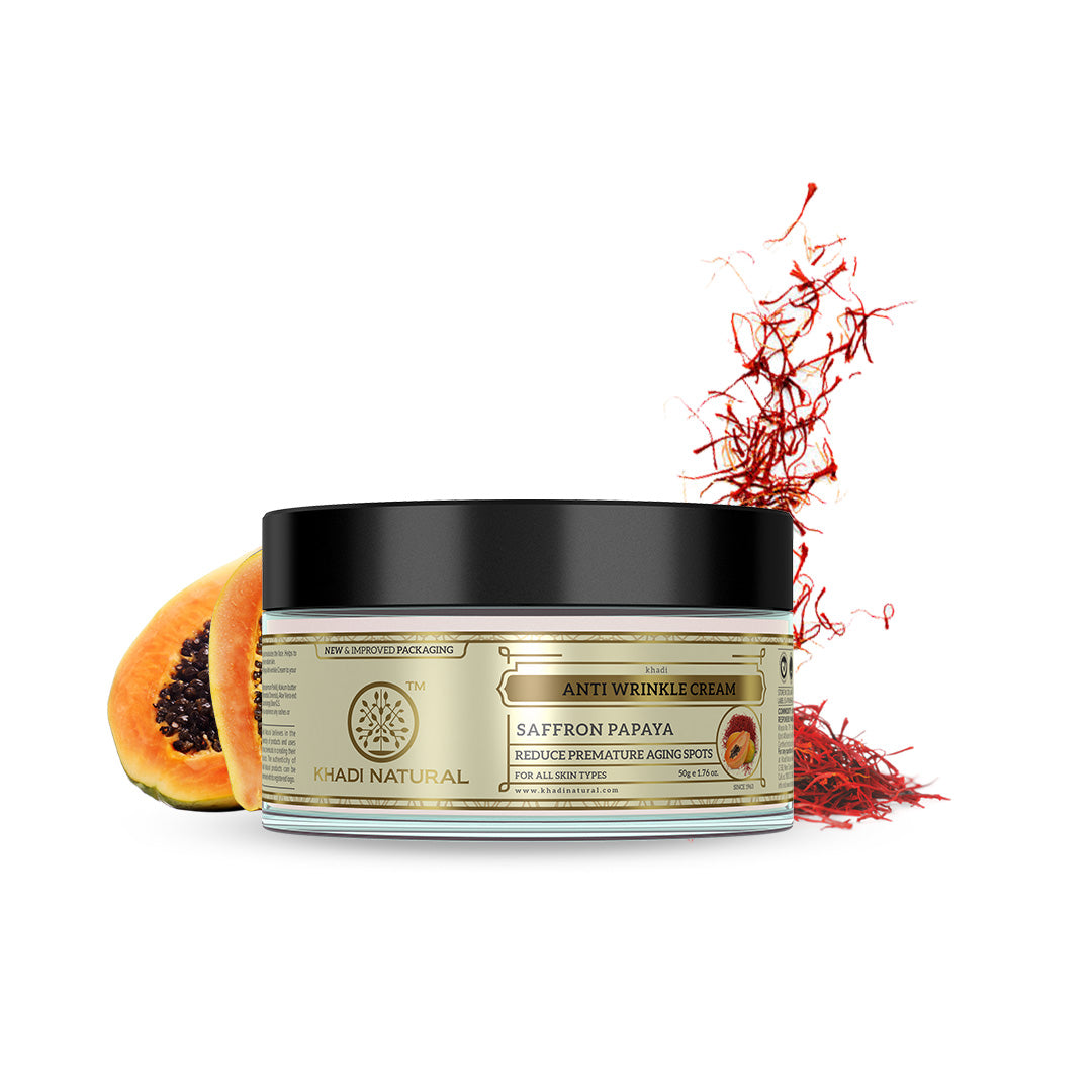Khadi Natural Saffron & Papaya Anti Wrinkle Cream - 50gm - Buy from Indicrest