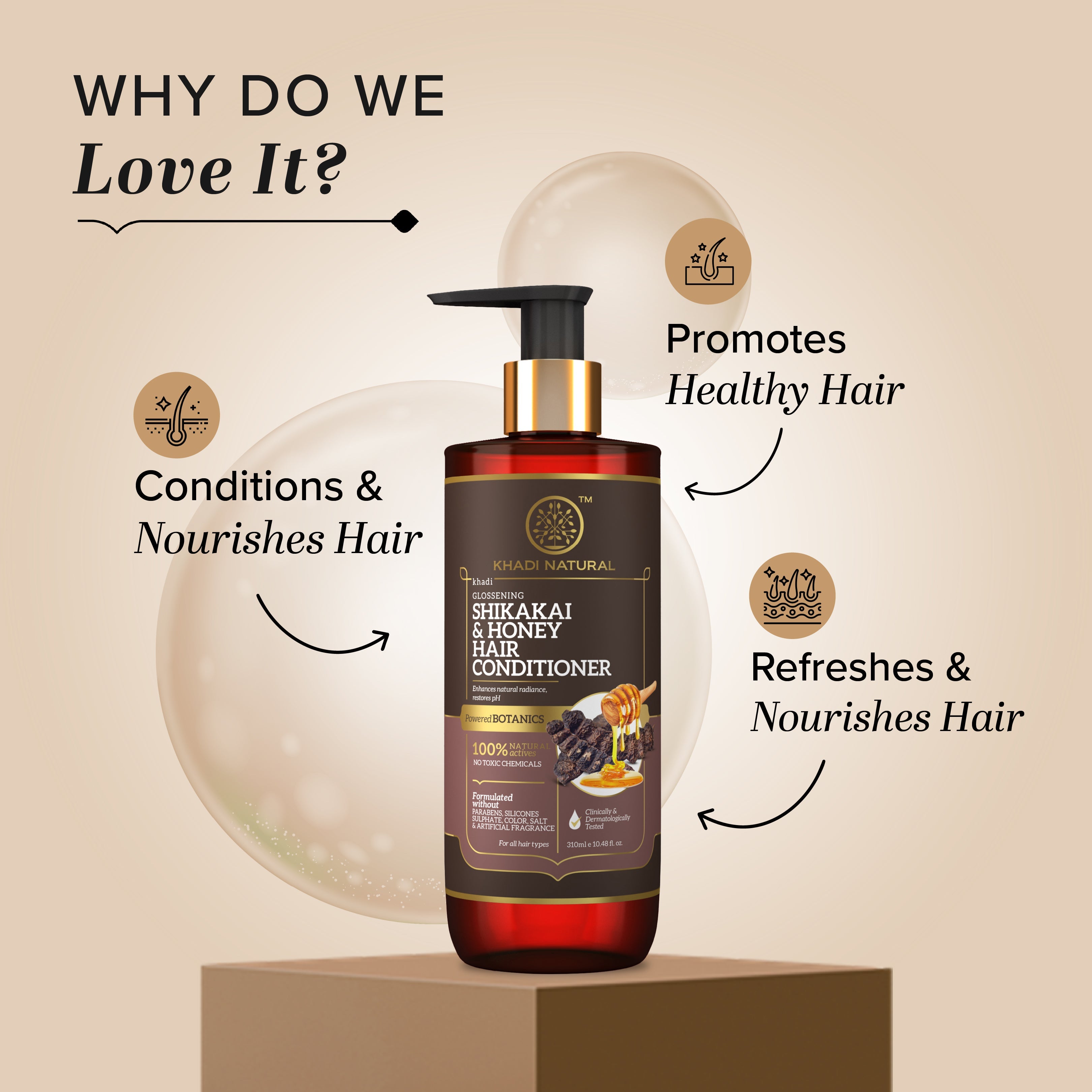 Khadi Natural Shikakai & Honey Hair Conditioner-Powered Botanics - 310ml - Image 2 - Buy from Indicrest