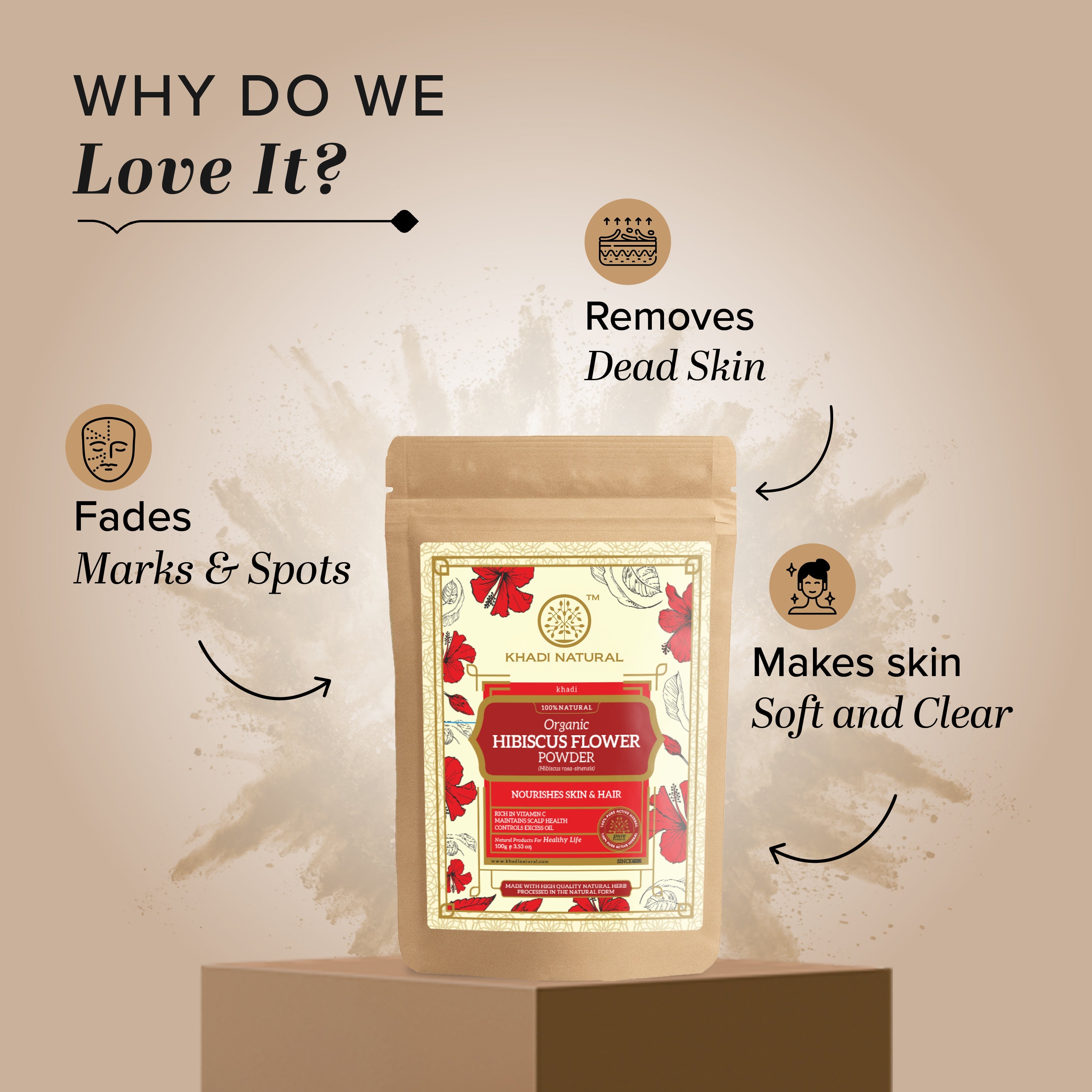 Khadi Natural Organic Hibiscus Flower Powder For Hair - 100% Natural - 100gm - Image 2 - Buy from Indicrest