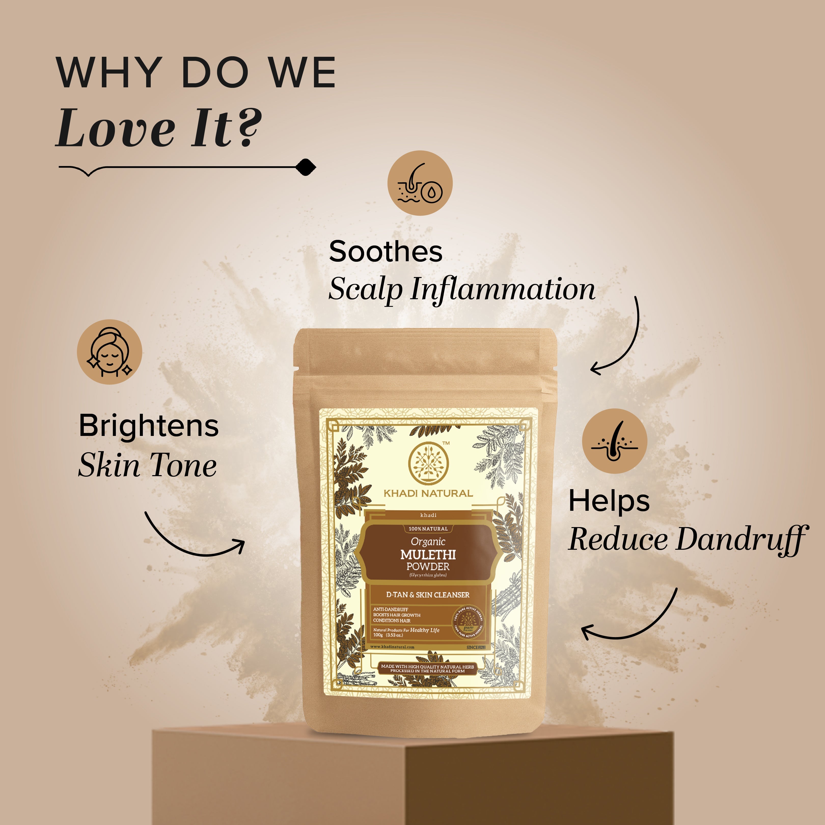 Khadi Natural Organic Mulethi Powder For Hair - 100% Natural - 100gm - Image 2 - Buy from Indicrest