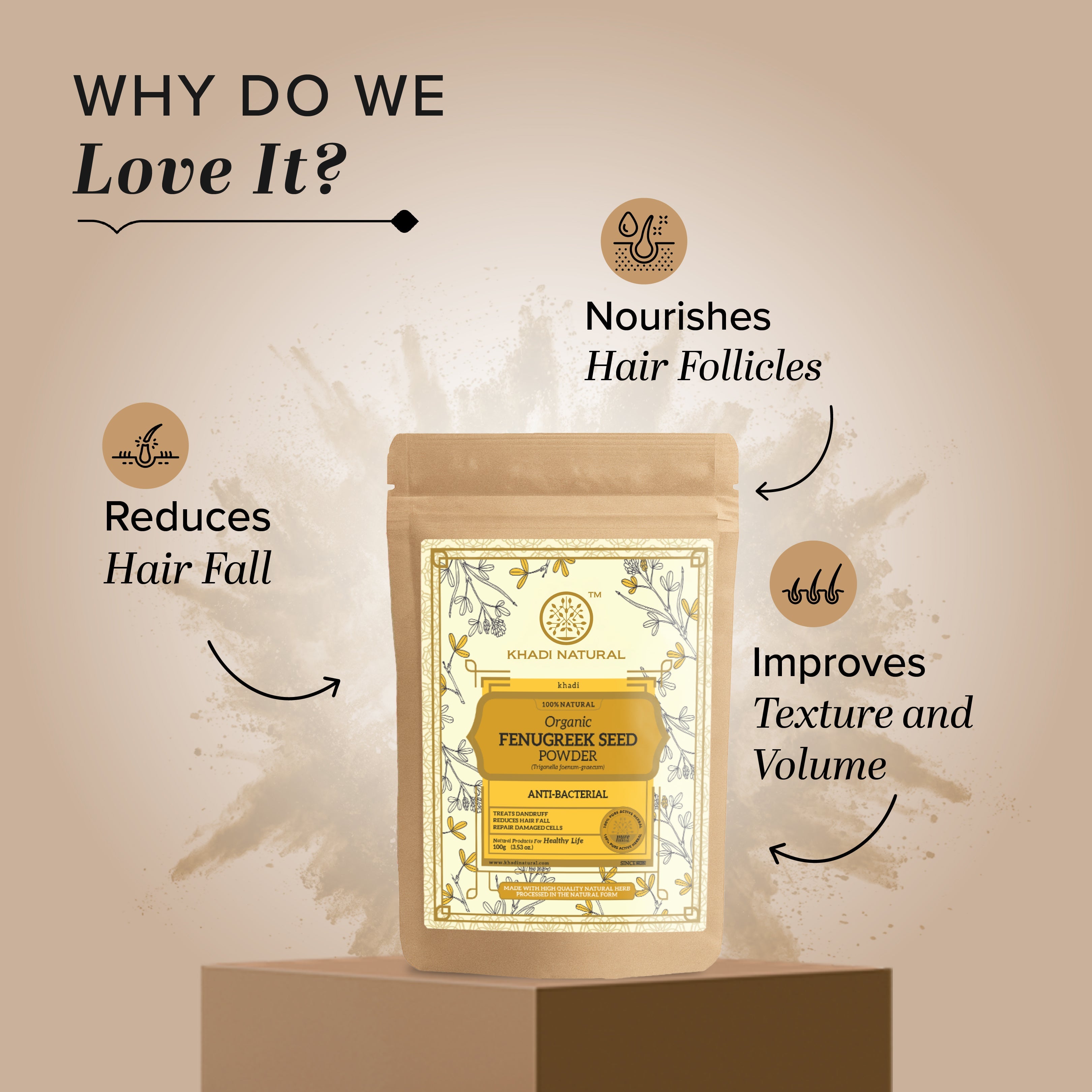 Khadi Natural Organic Fenugreek Seed Powder For Hair Care 100% Natural - 100gm - Image 2 - Buy from Indicrest