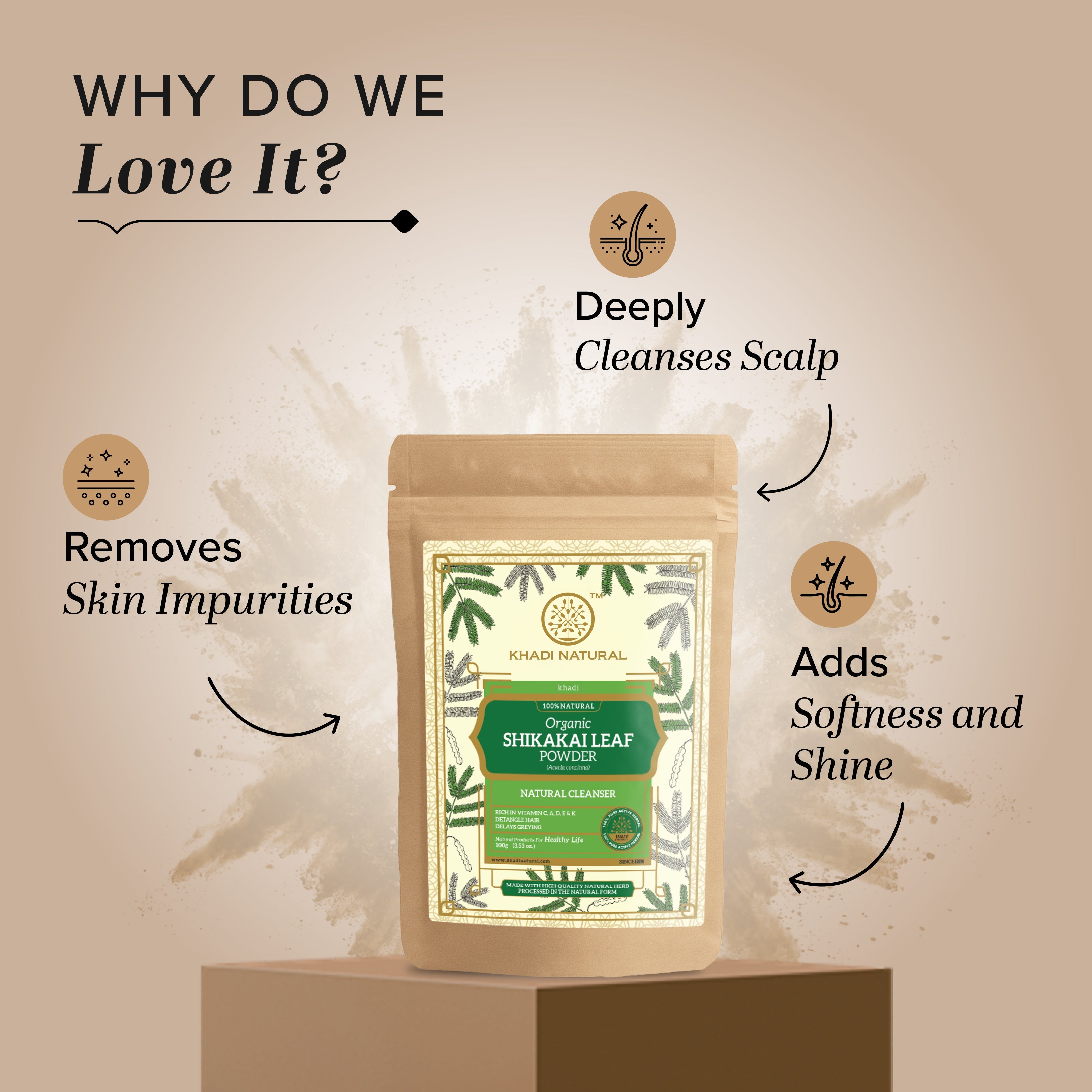 Khadi Natural Organic Shikakai Leaf Powder For Hair - 100% Natural - 100gm - Image 2 - Buy from Indicrest
