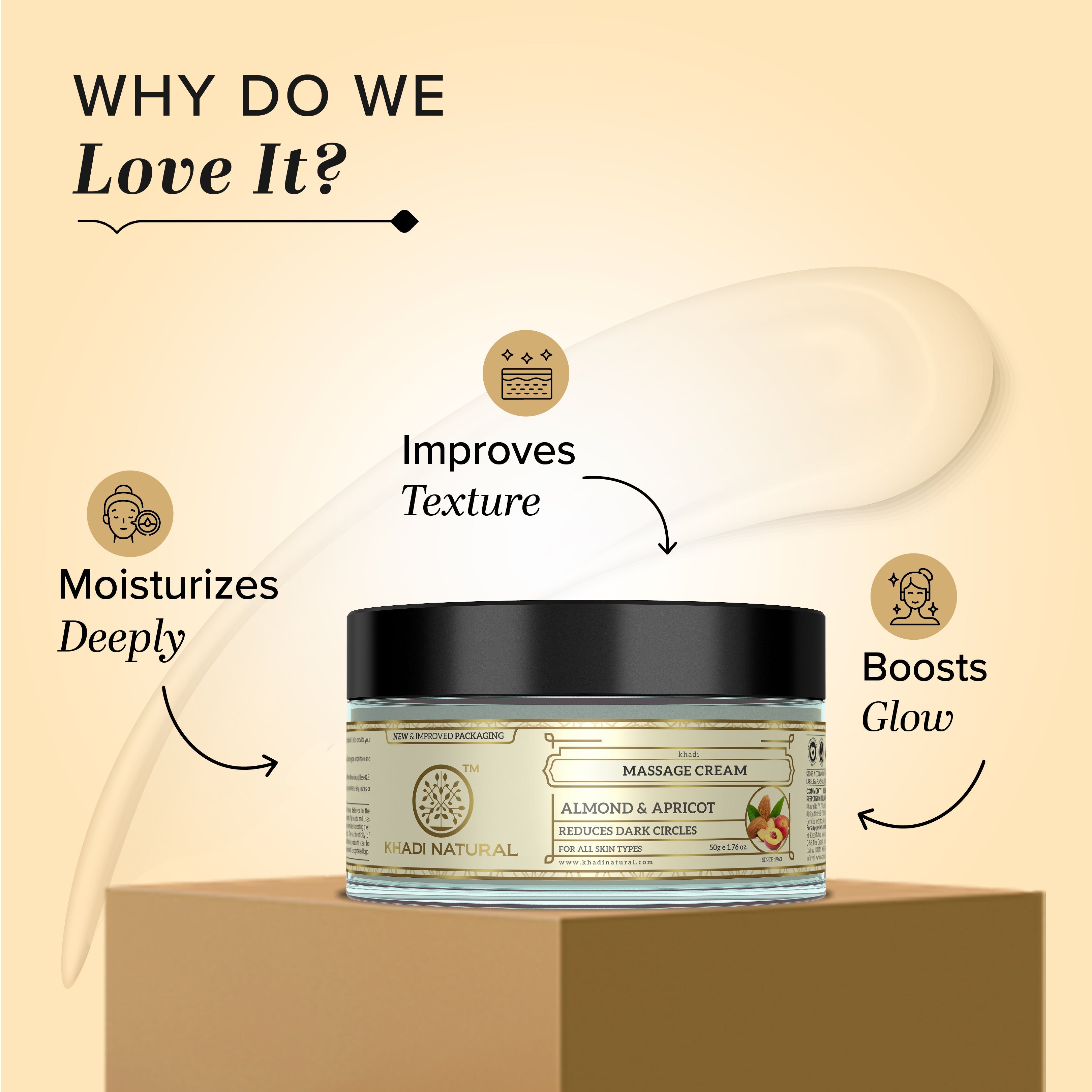 Khadi Natural Almond & Apricot Massage Cream - 50gm - Image 2 - Buy from Indicrest