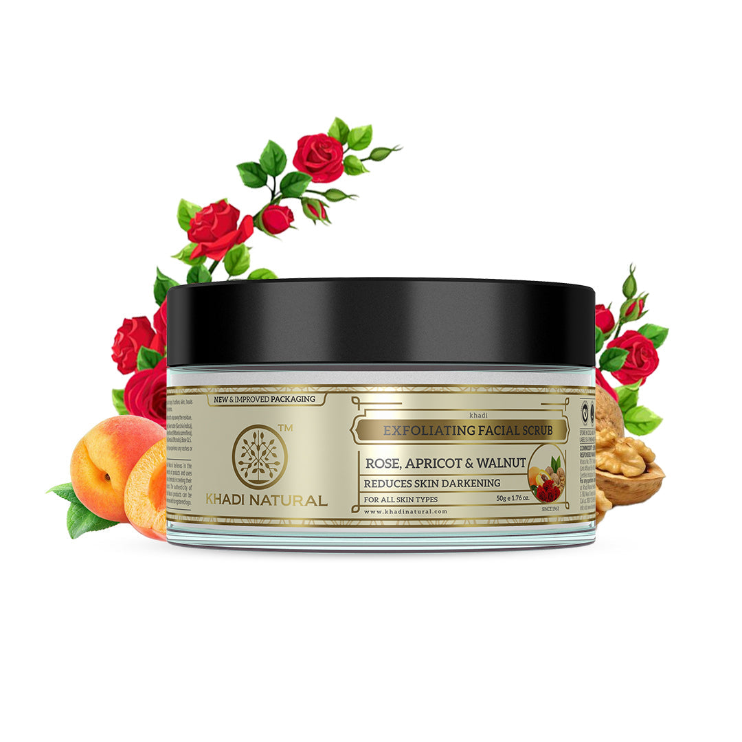 Khadi Natural Rose Apricot & Walnut Exfoliating Facial Scrub - 50gm - Image 6 - Buy from Indicrest