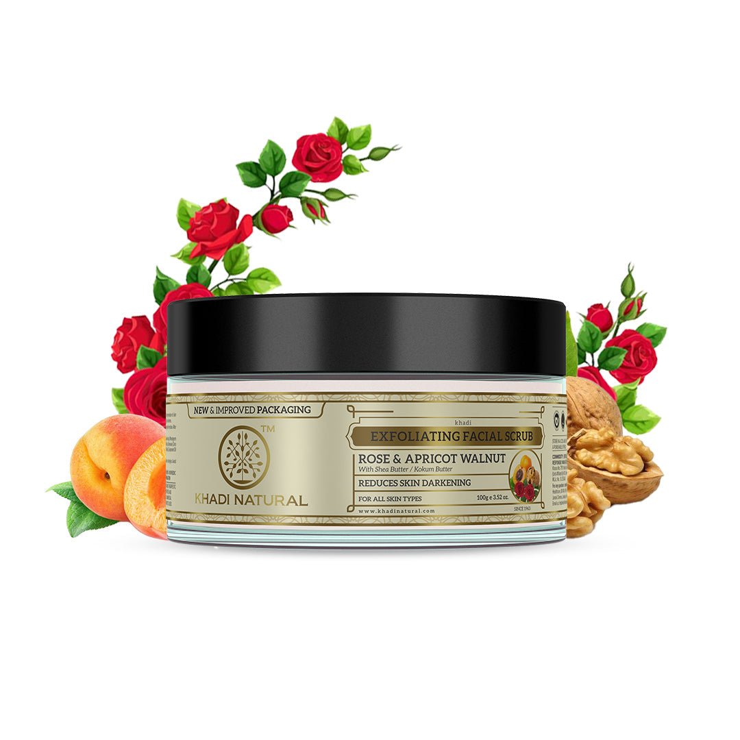 Khadi Natural Apricot & Walnut Face Cream Scrub with Rose - 100gm - Image 6 - Buy from Indicrest