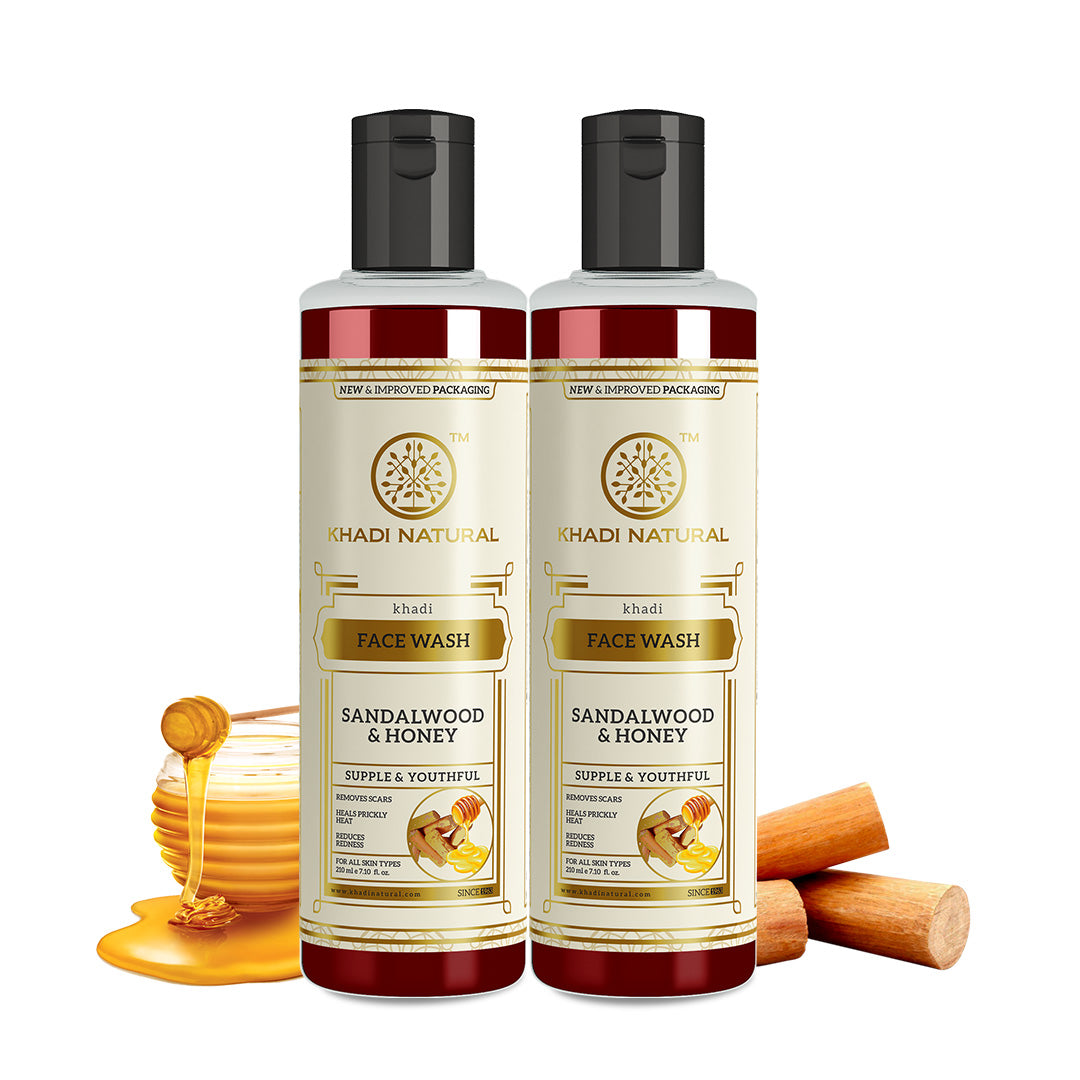 Khadi Natural Sandalwood & Honey Face Wash Combo Pack Of 2 - 210ml Each - Sale - Image 5 - Buy from Indicrest