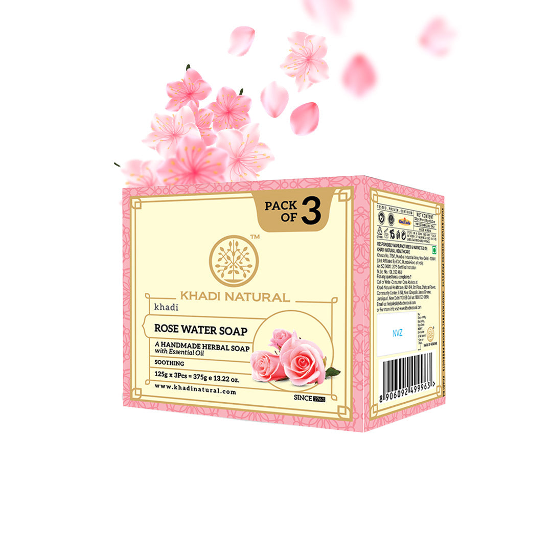 Khadi Natural Rosewater Soap Combo Pack Of 3 – 125gm Each - Image 7 - Buy from Indicrest