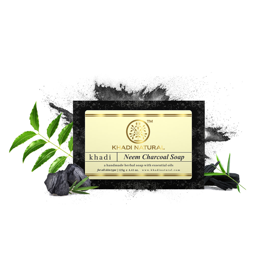 Khadi Natural Neem Charcoal Soap - 125gm - Image 6 - Buy from Indicrest