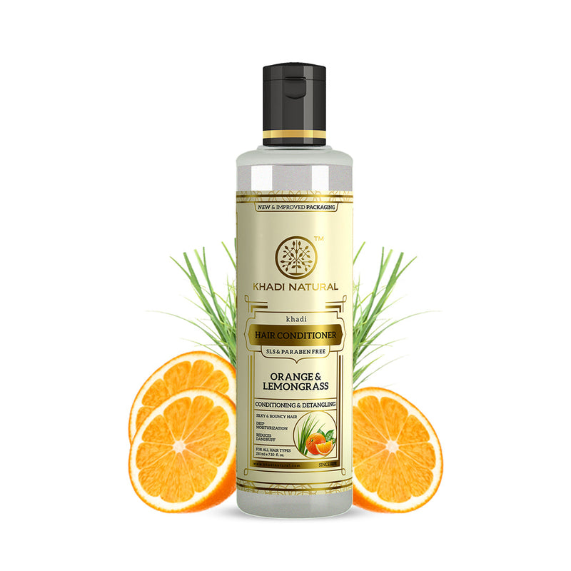 Khadi Natural Herbal Orange Lemongrass Hair Conditioner- SLS & Paraben Free - 210ml - Buy from Indicrest
