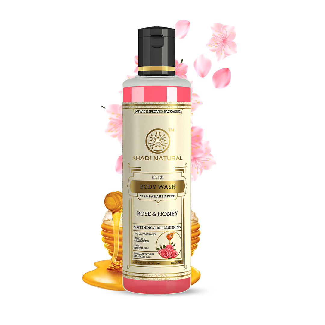 Khadi Natural Rose & Honey Body Wash SLS & Paraben Free - 210ml Sale - Buy from Indicrest