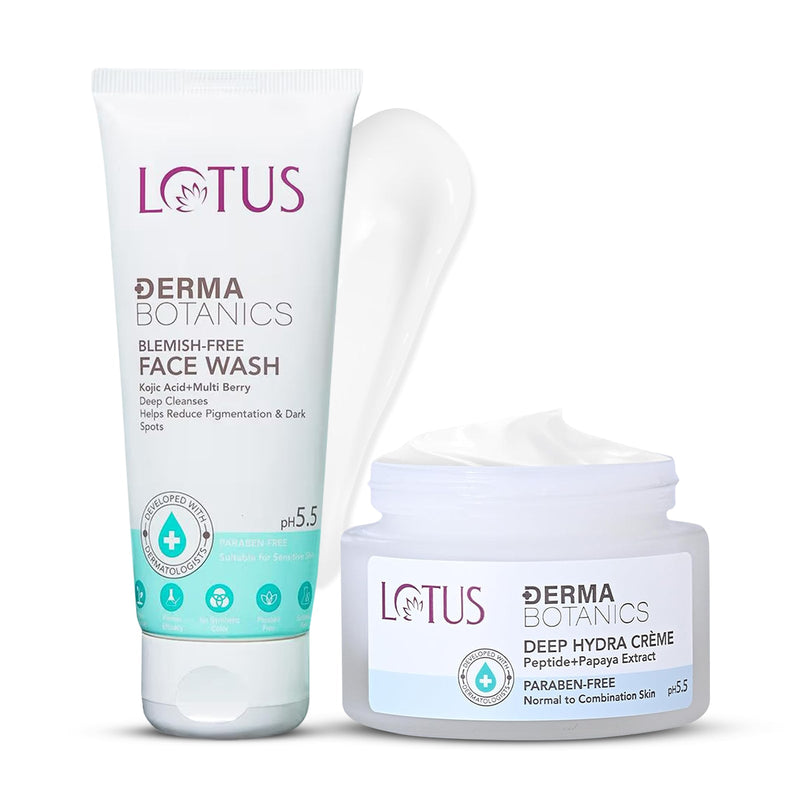 Lotus Herbals DermaBotanics Kojic Facewash+Deep Hydra Creme, Facewash 100g + Creme 50g