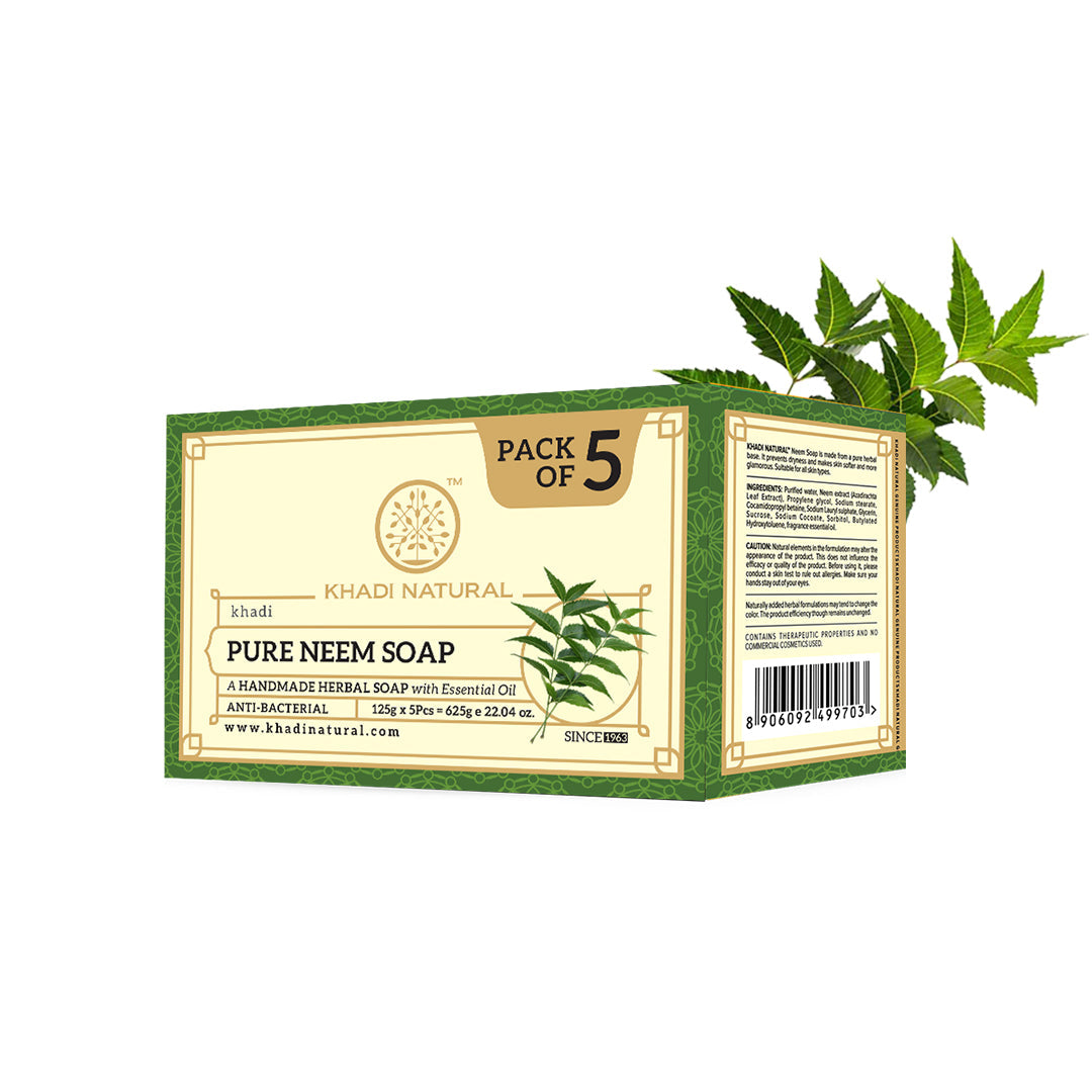 Khadi Natural Herbal Pure Neem Soap Combo Pack Of 5 – 125gm Each - Image 6 - Buy from Indicrest