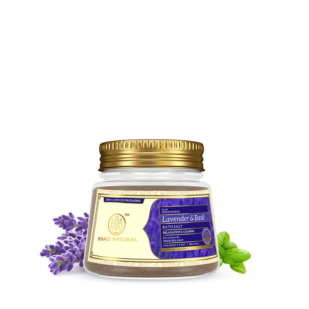 Khadi Natural Lavender & Basil Bath Salt - 200gm - Buy from Indicrest