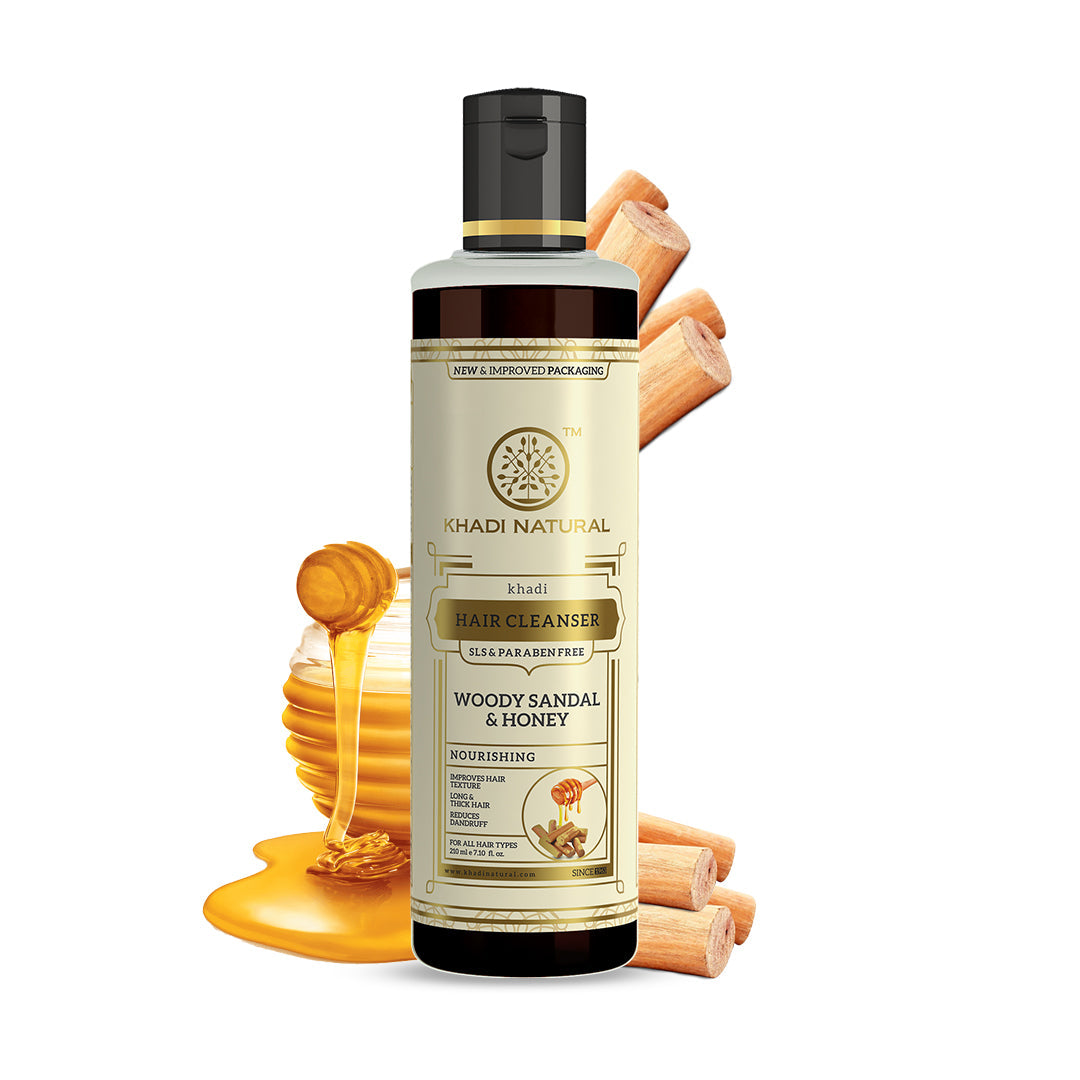 Khadi Natural Woody Sandal & Honey Hair Cleanser SLS & Paraben Free - 210ml - Image 6 - Buy from Indicrest