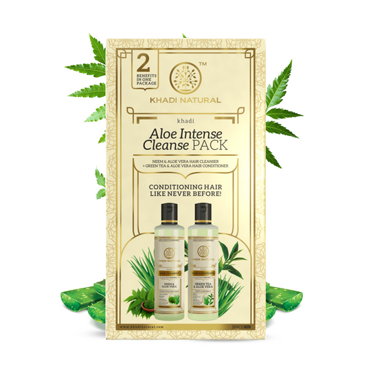 Khadi Natural Aloe Intense Cleanse  Pack of 2 Hair Care Combo of Cleanser & Conditioner - 210ml Each - Buy from Indicrest