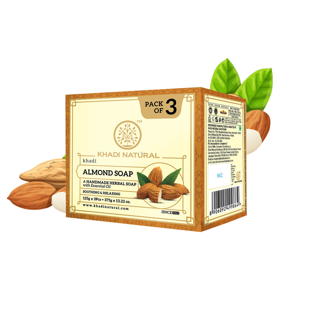 Khadi Natural Almond Soap Combo Pack Of 3 – 125gm Each - Image 5 - Buy from Indicrest