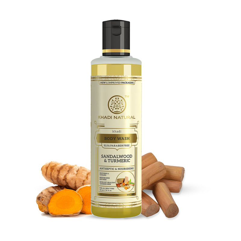 Khadi Natural Sandalwood & Turmeric Body Wash SLS & Paraben Free - 210ml - Buy from Indicrest