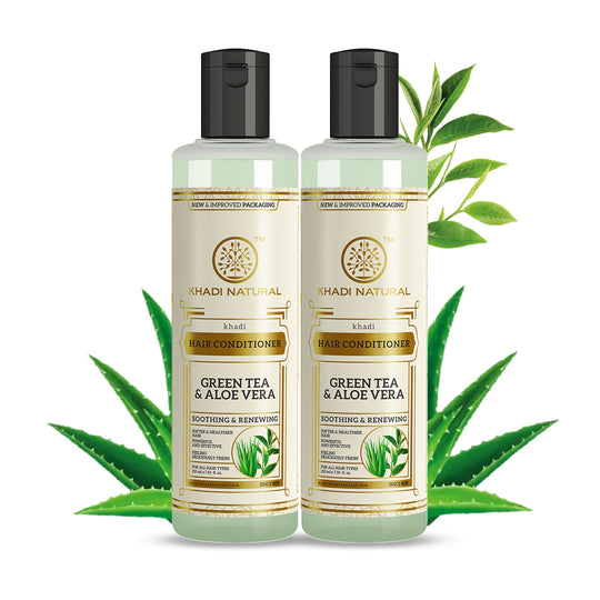 Khadi Natural Green tea and Aloe Vera conditioner Combo Pack Of 2 – 210ml Each Sale - Buy from Indicrest